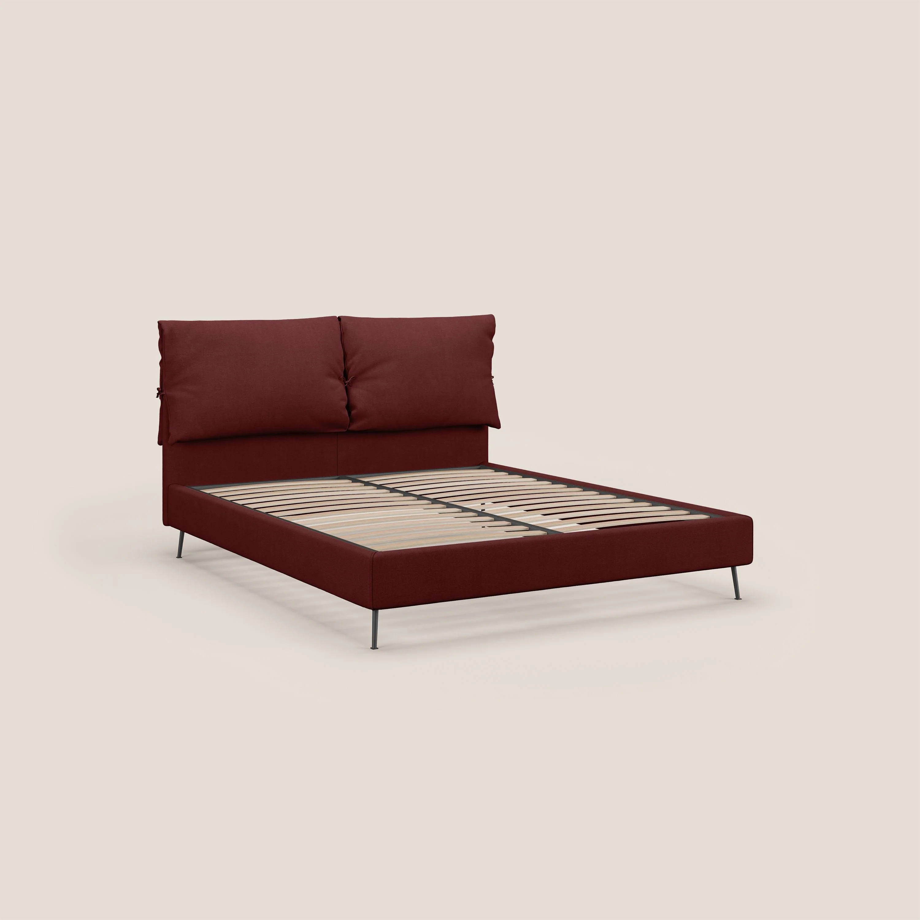 Artemisia lit rembourré avec pieds hauts déhoussable en tissu détachable T17 rouge - Image 4
