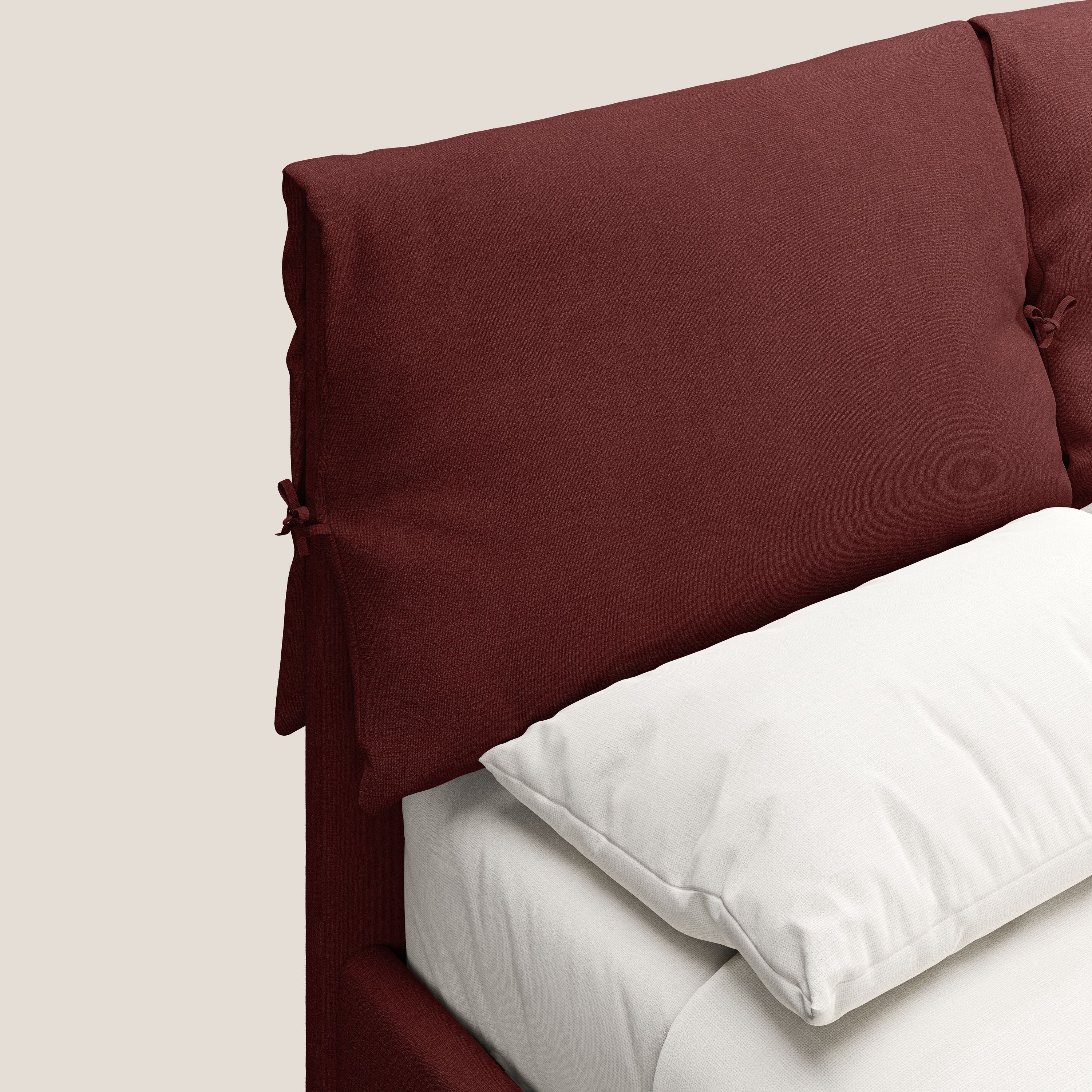 Artemisia lit rembourré avec pieds hauts déhoussable en tissu détachable T17 rouge - Image 7