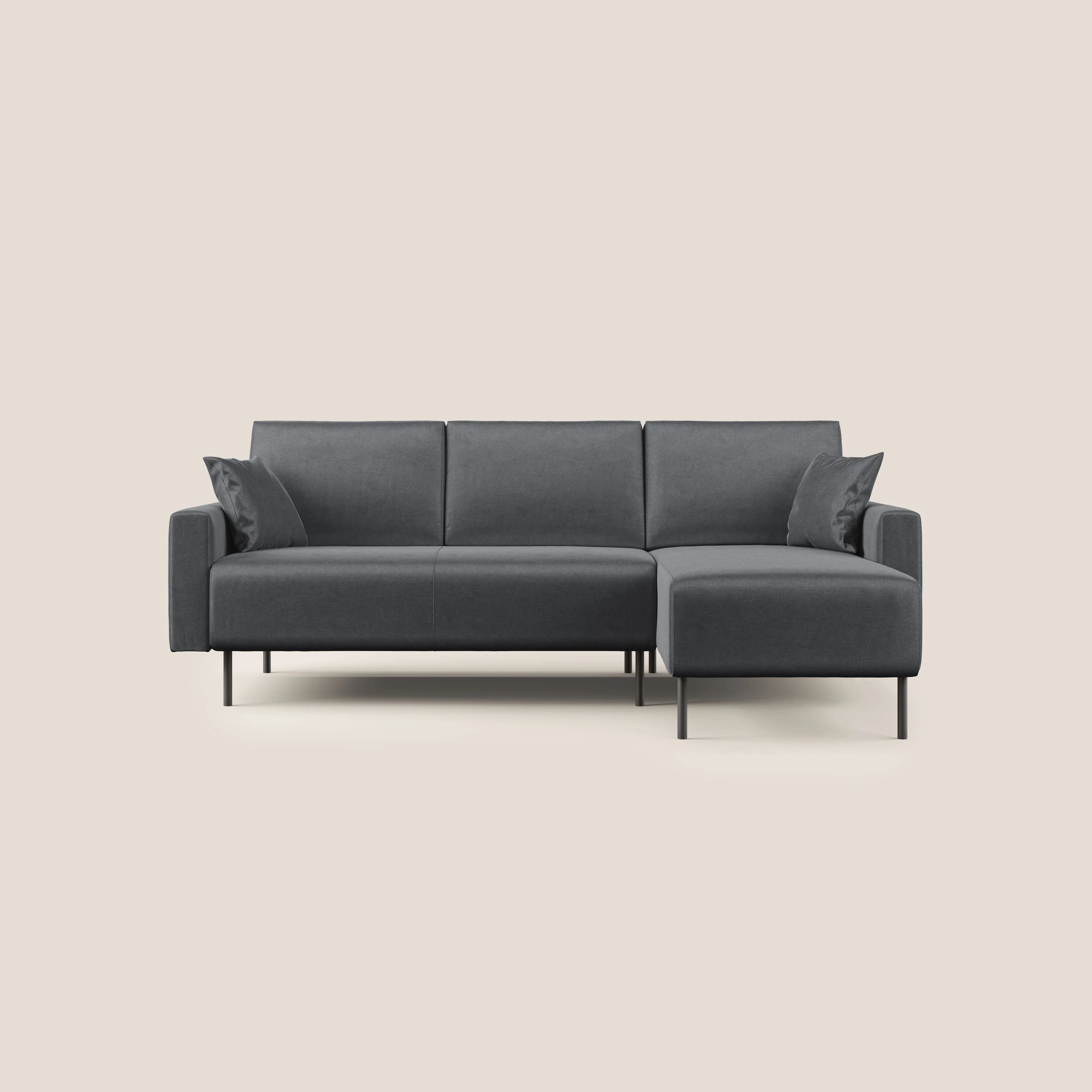 Arthur canapé d'angle moderne en velours doux imperméable T01 anthracite
