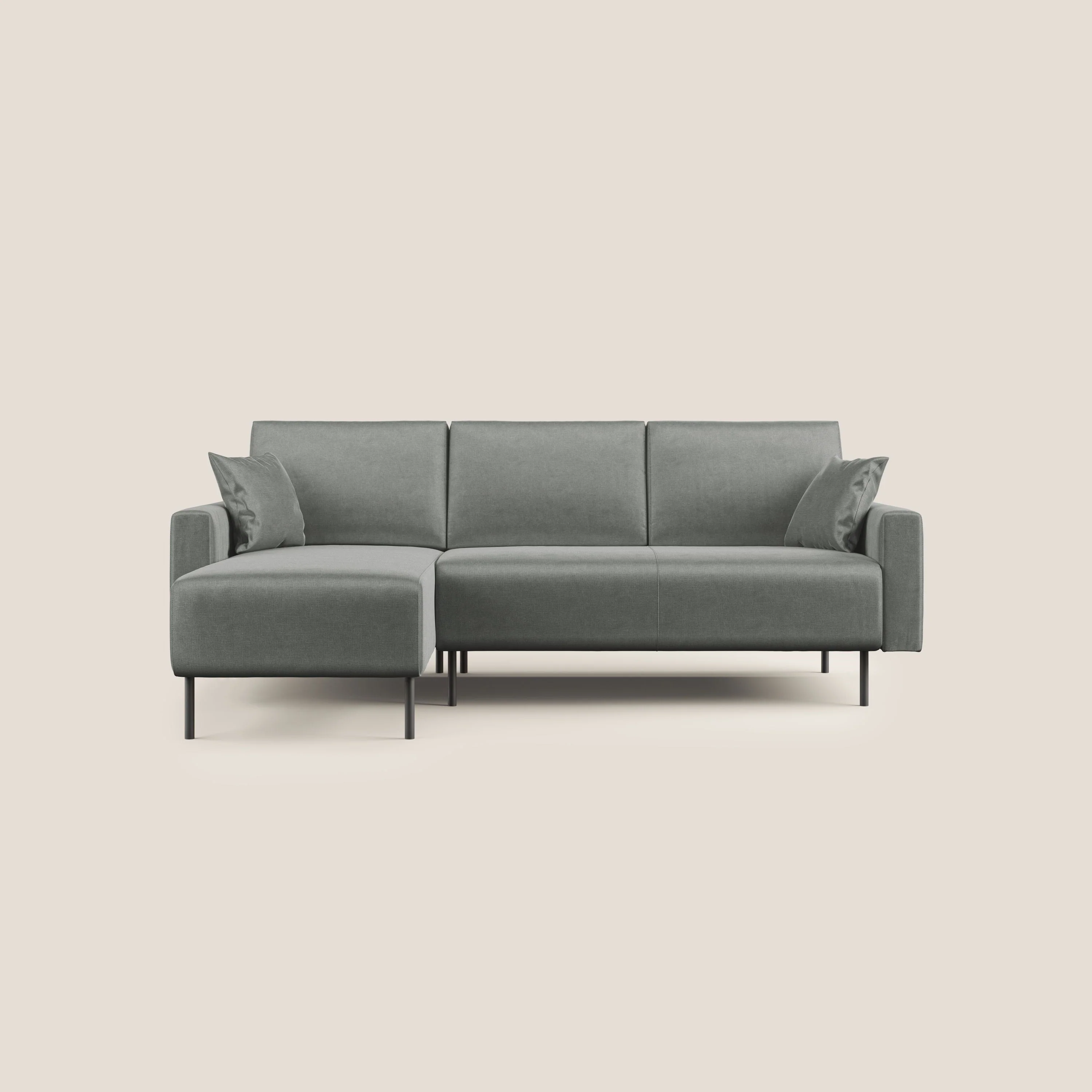 Arthur canapé d'angle moderne en velours doux imperméable T01 gris clair - Image 9