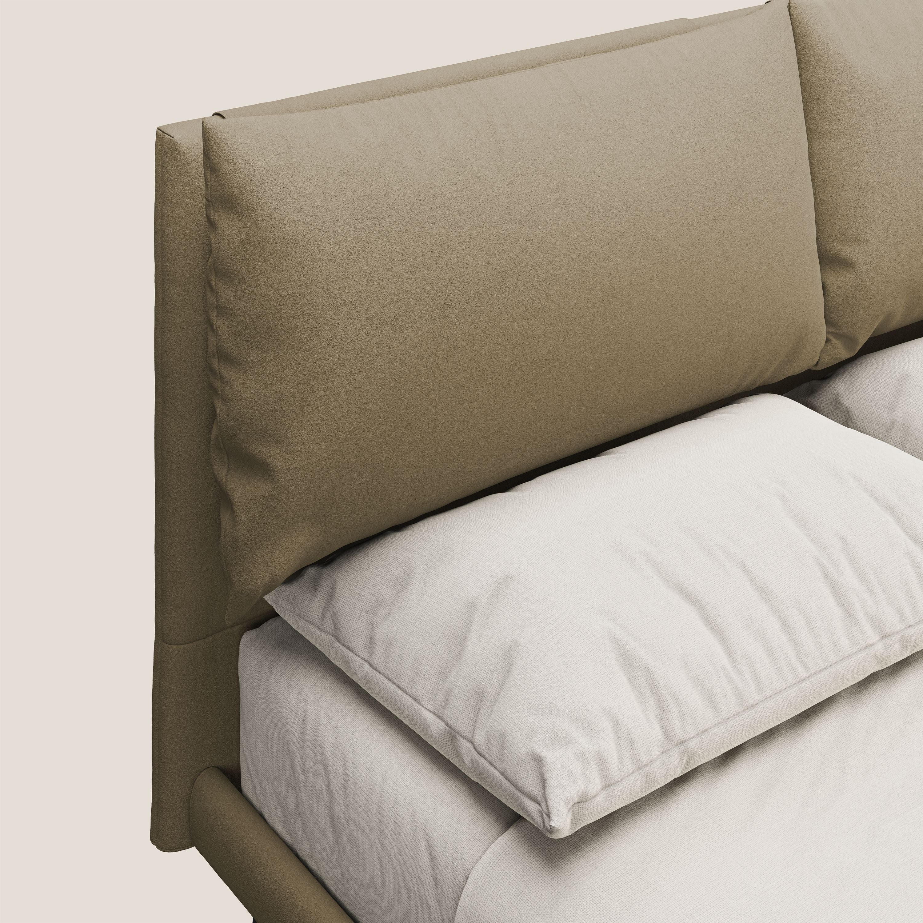 Astrid lit rembourré avec pieds en bois en microfibre détachable T11 beige - Image 5
