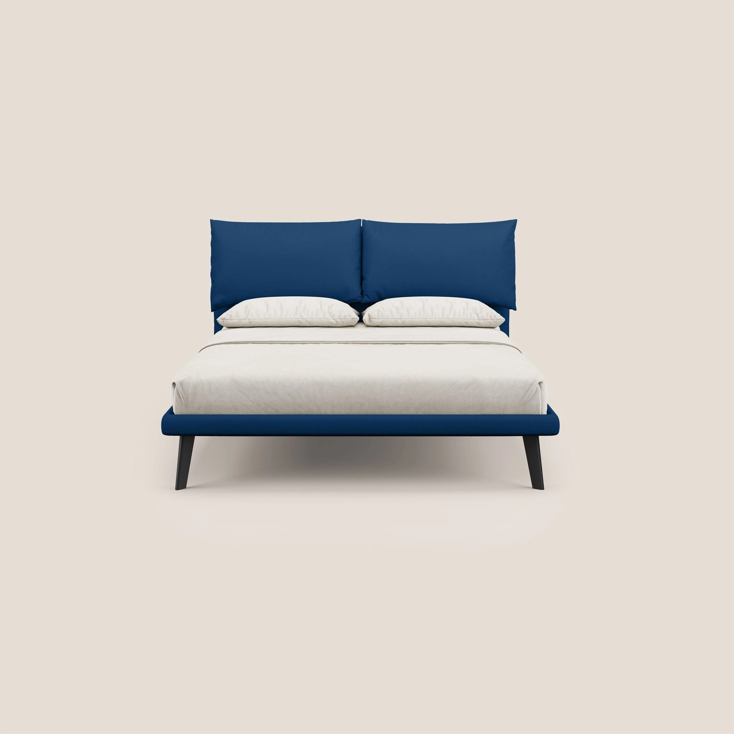 Astrid lit rembourré avec pieds en bois en microfibre détachable T11 bleu - Image 2