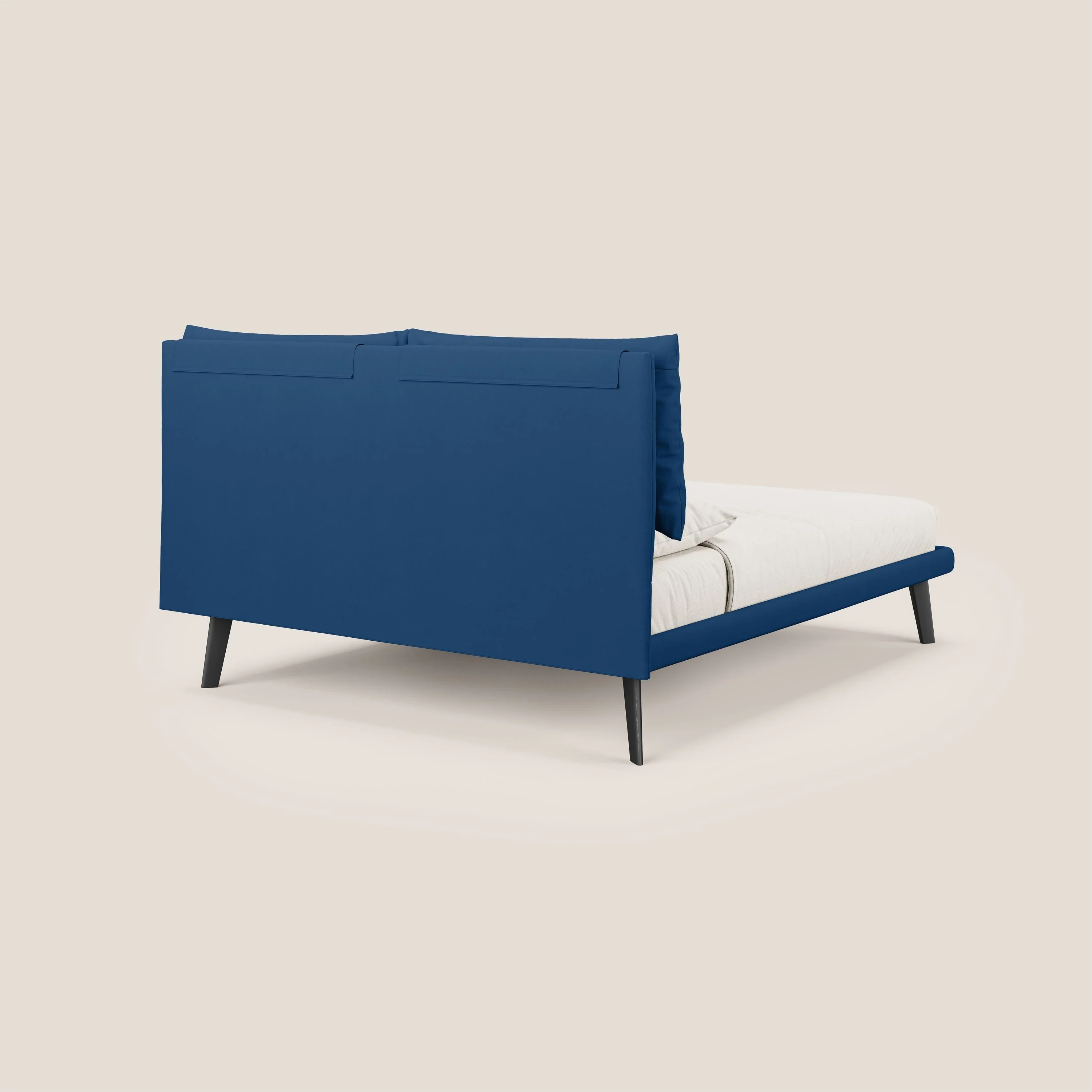 Astrid lit rembourré avec pieds en bois en microfibre détachable T11 bleu - Image 4