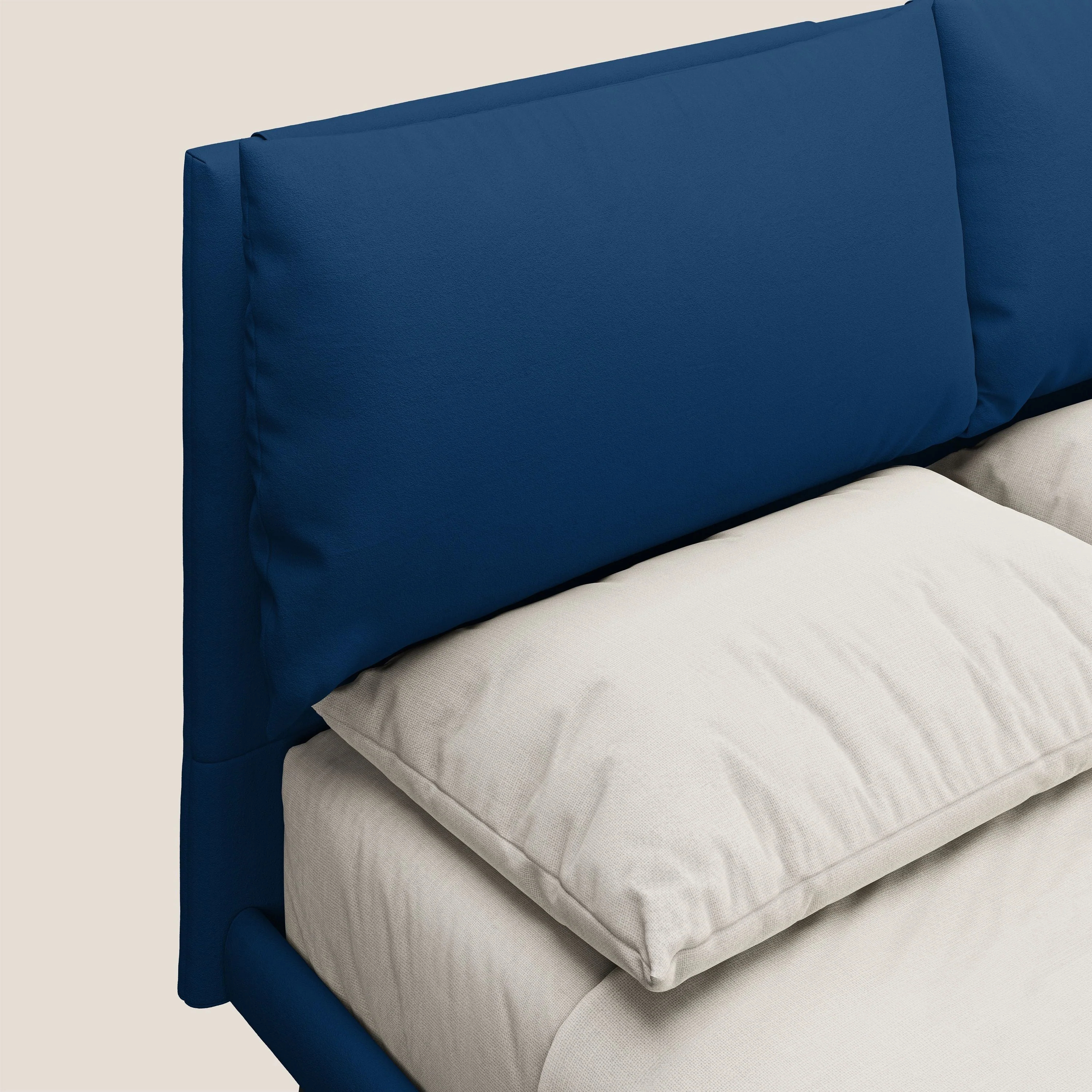 Astrid lit rembourré avec pieds en bois en microfibre détachable T11 bleu - Image 5