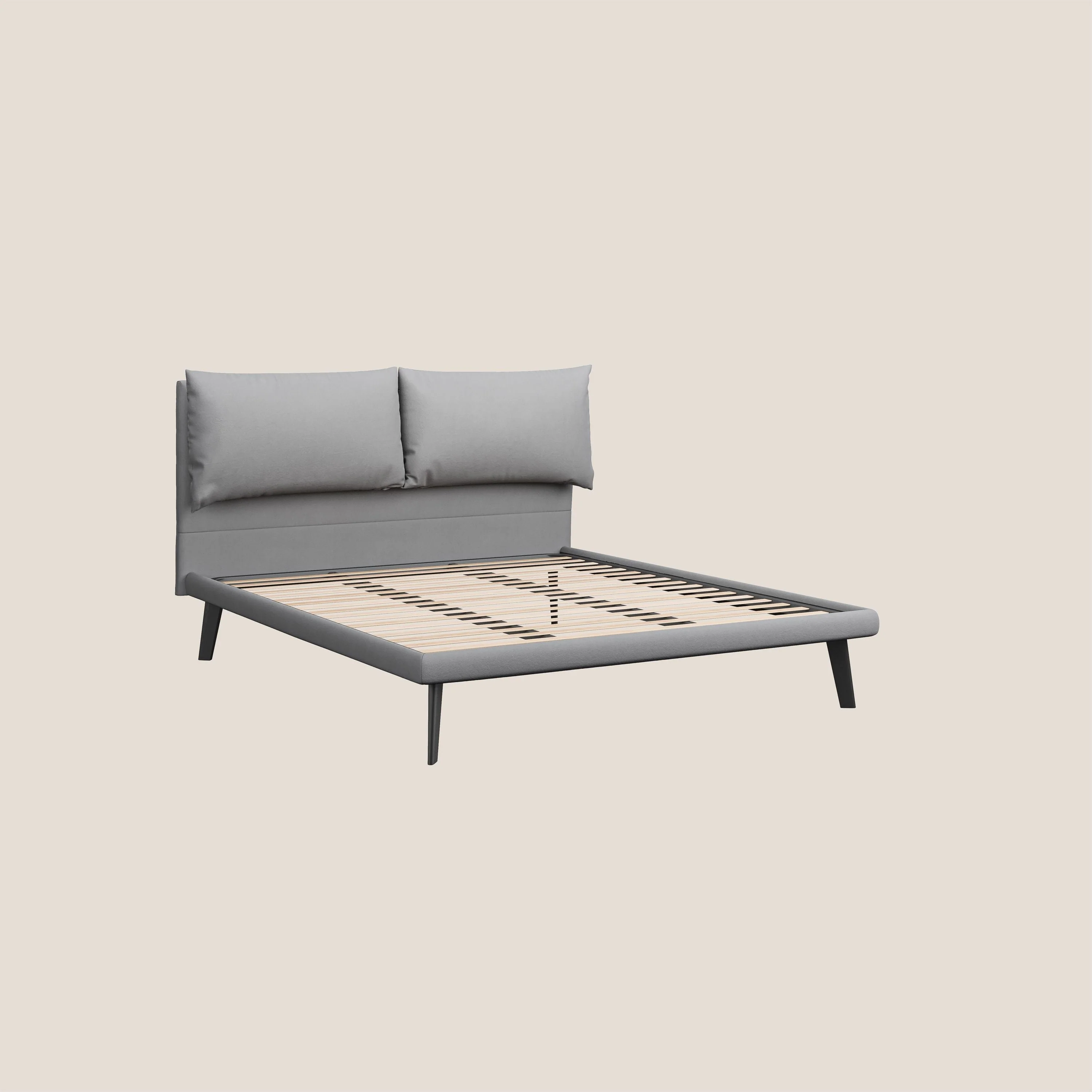 Astrid lit rembourré avec pieds en bois en microfibre détachable T11 gris - Image 7