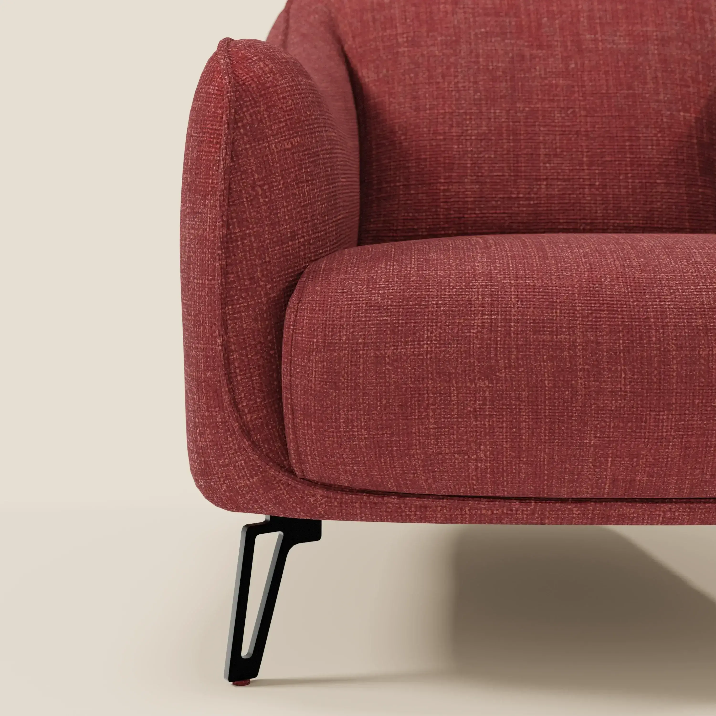 Avela Fauteuil au confort intemporel en tissu doux et imperméable T06 rouge - Image 7