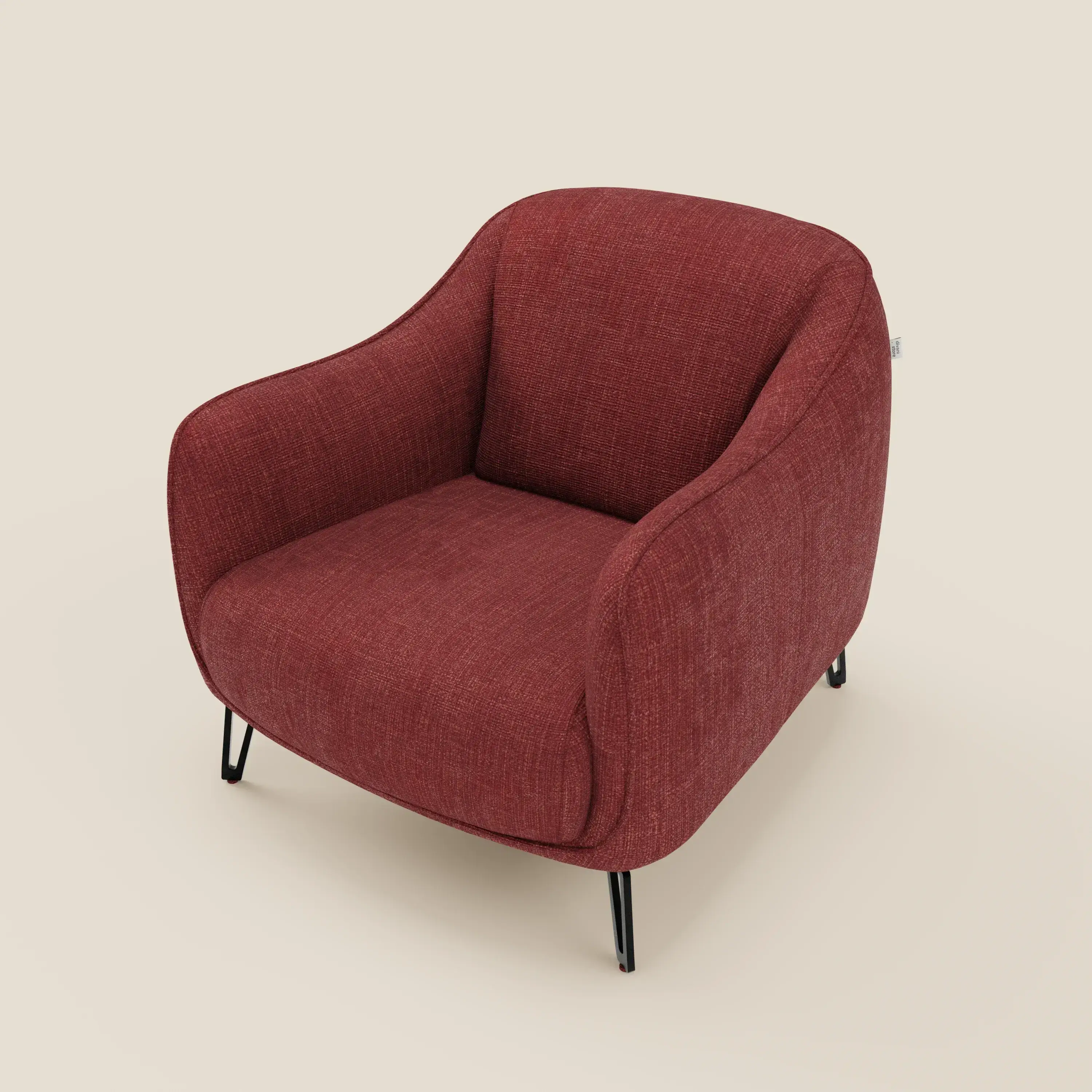 Avela Fauteuil au confort intemporel en tissu doux et imperméable T06 rouge - Image 8
