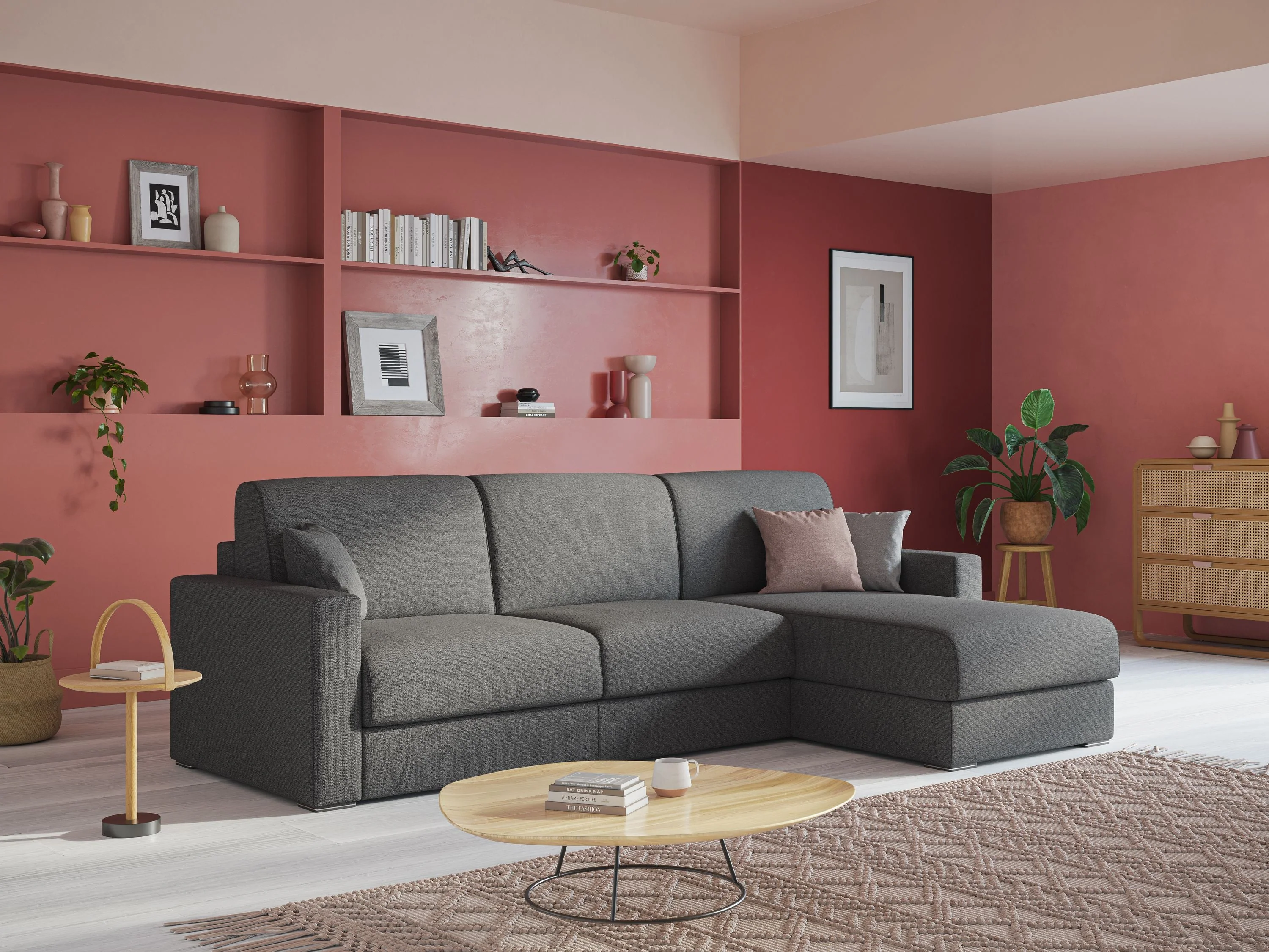 Best Canapé d'angle convertible en tissu détachable QuickClean T08 gris - Image 13