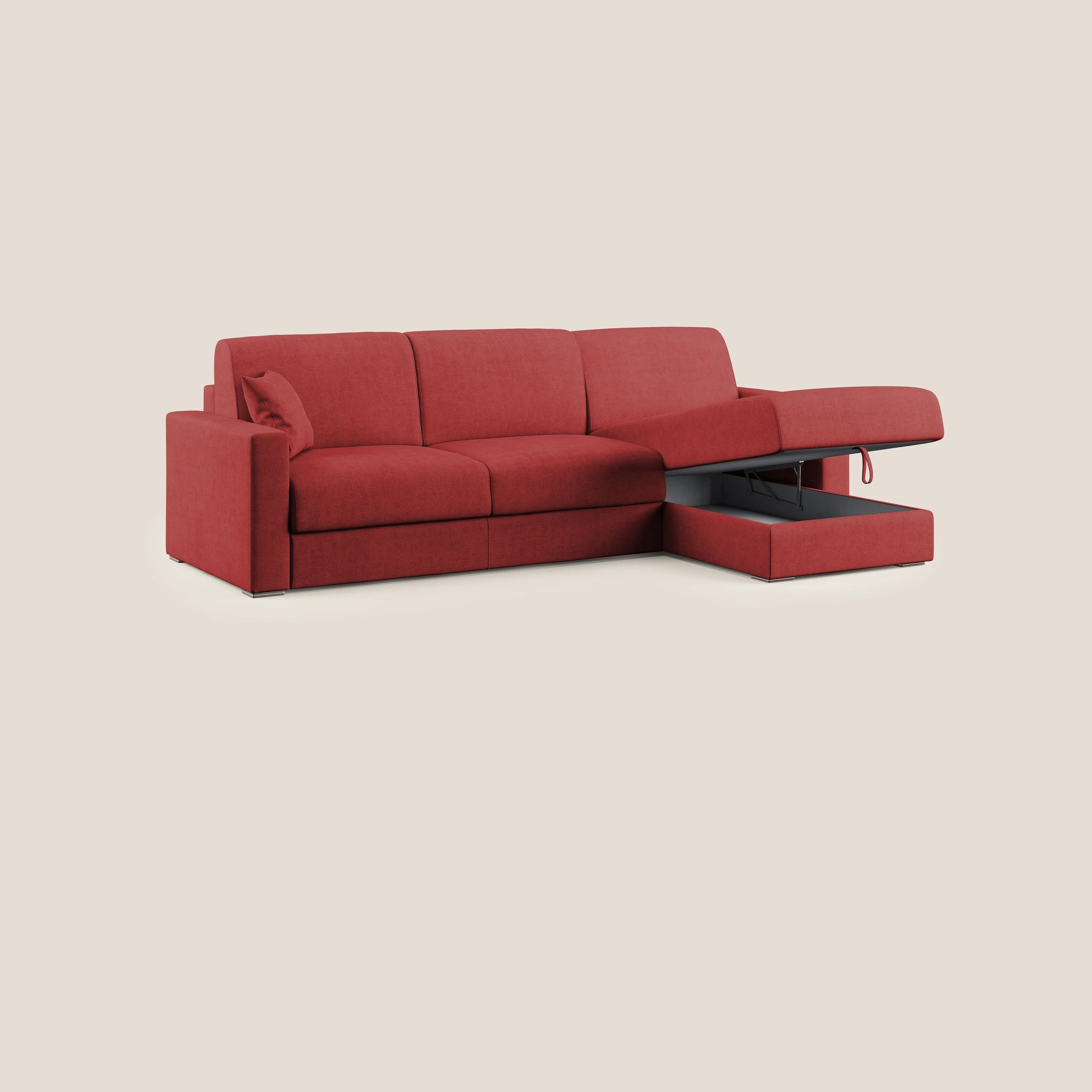 Best Canapé d'angle convertible en tissu imperméable T02 rouge - Image 4
