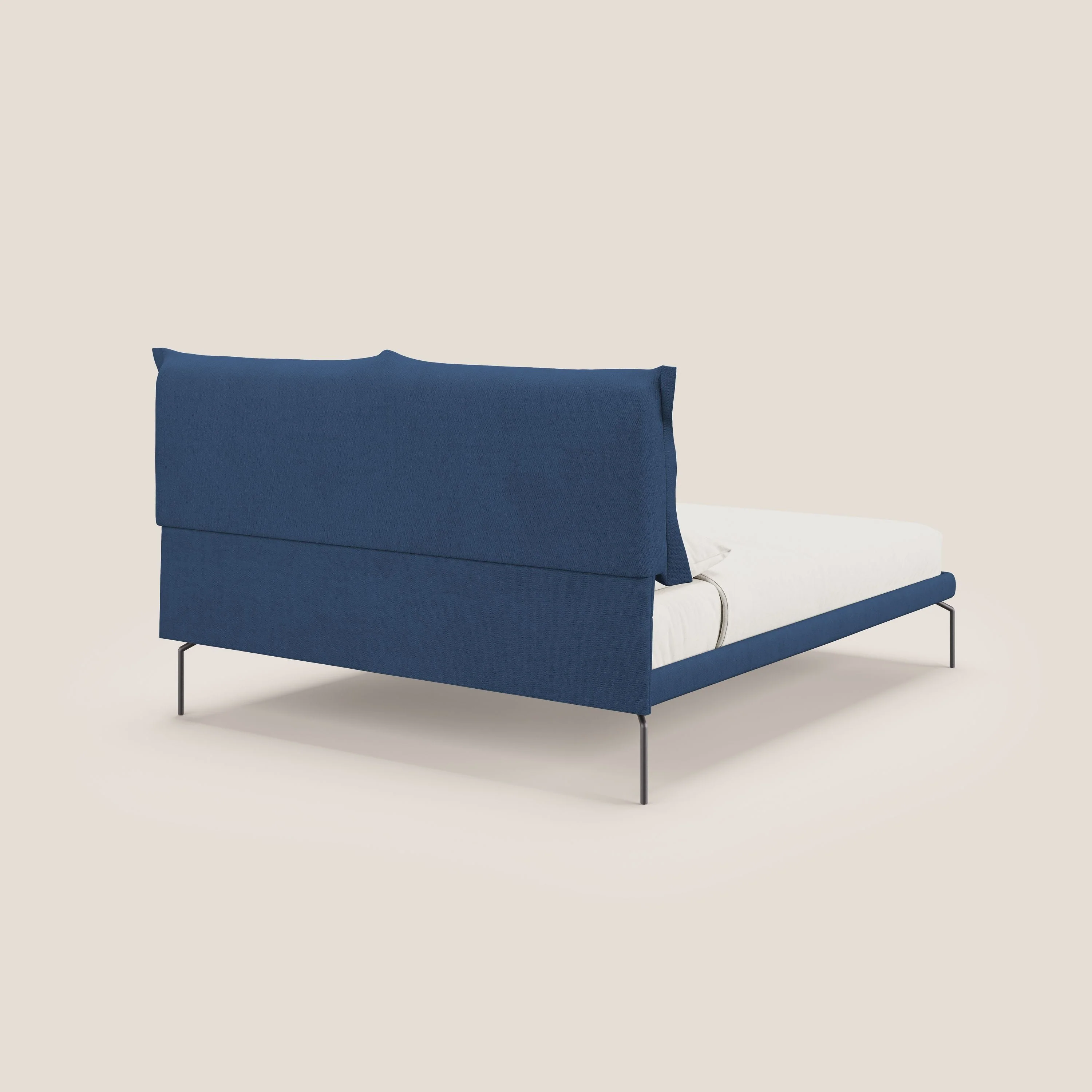 Bice lit rembourré avec coussins et pieds noirs en métal en tissu imperméable T02 bleu - Image 4