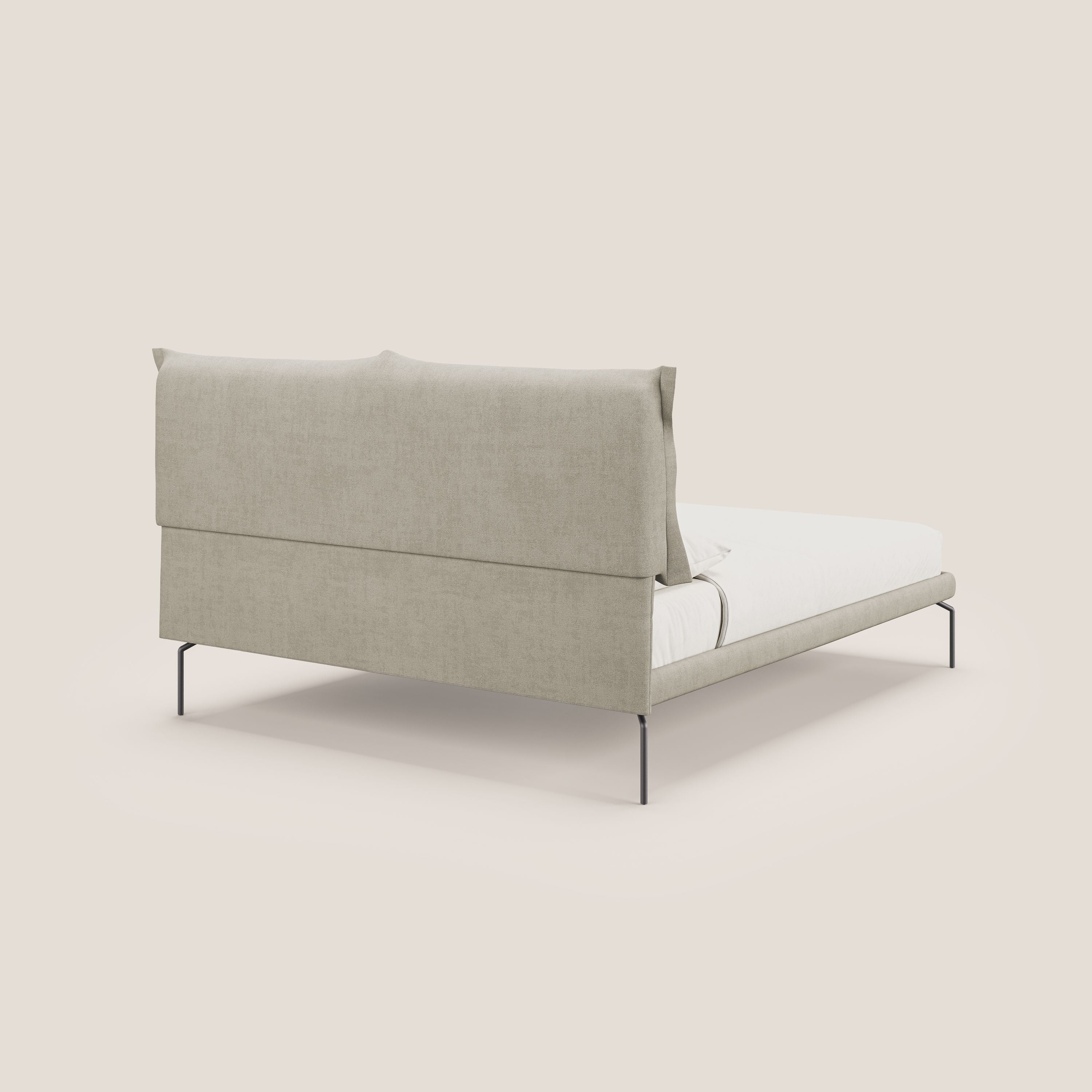 Bice lit rembourré avec coussins et pieds noirs en métal en tissu imperméable T02 crème - Image 4