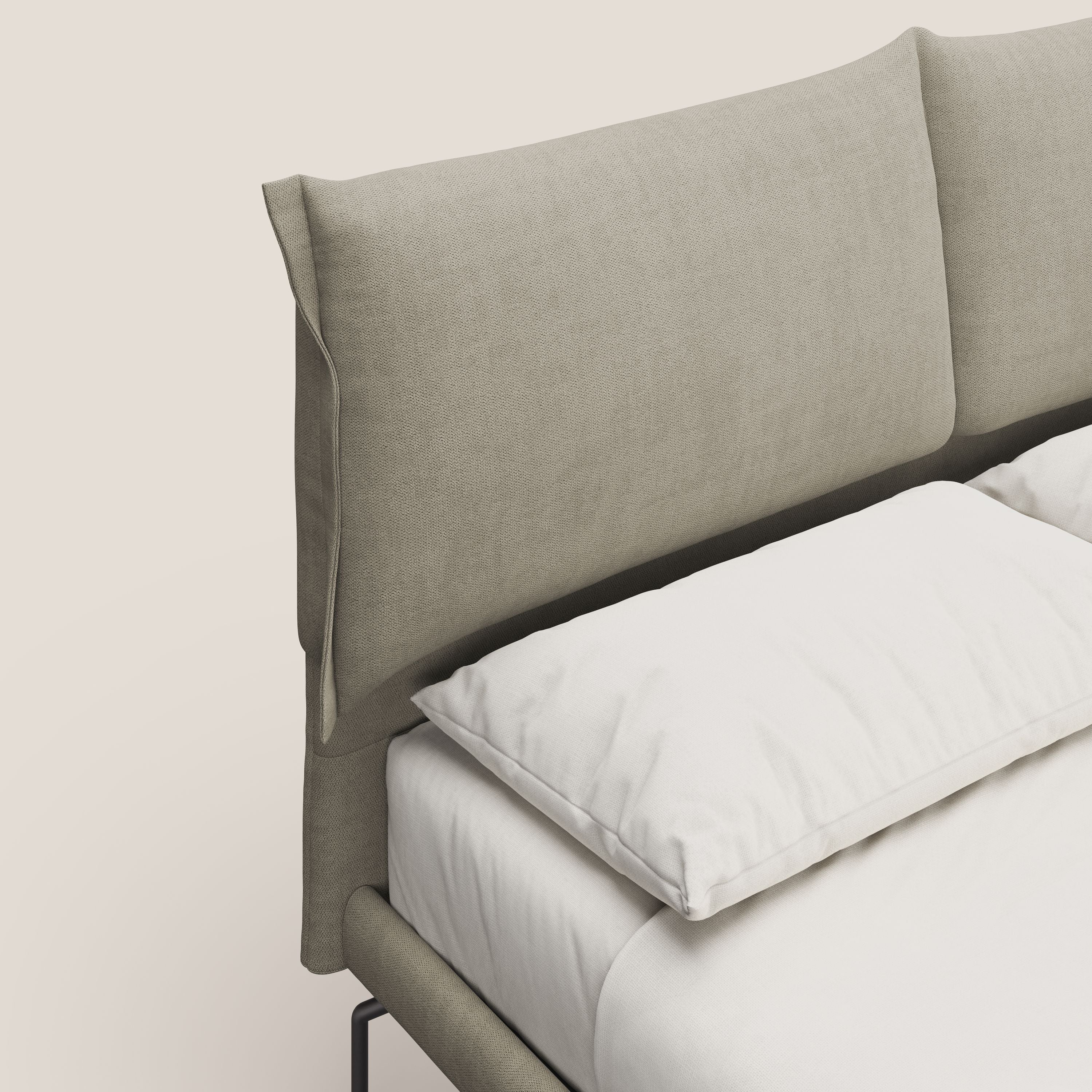 Bice lit rembourré avec coussins et pieds noirs en métal en tissu imperméable T02 crème - Image 5