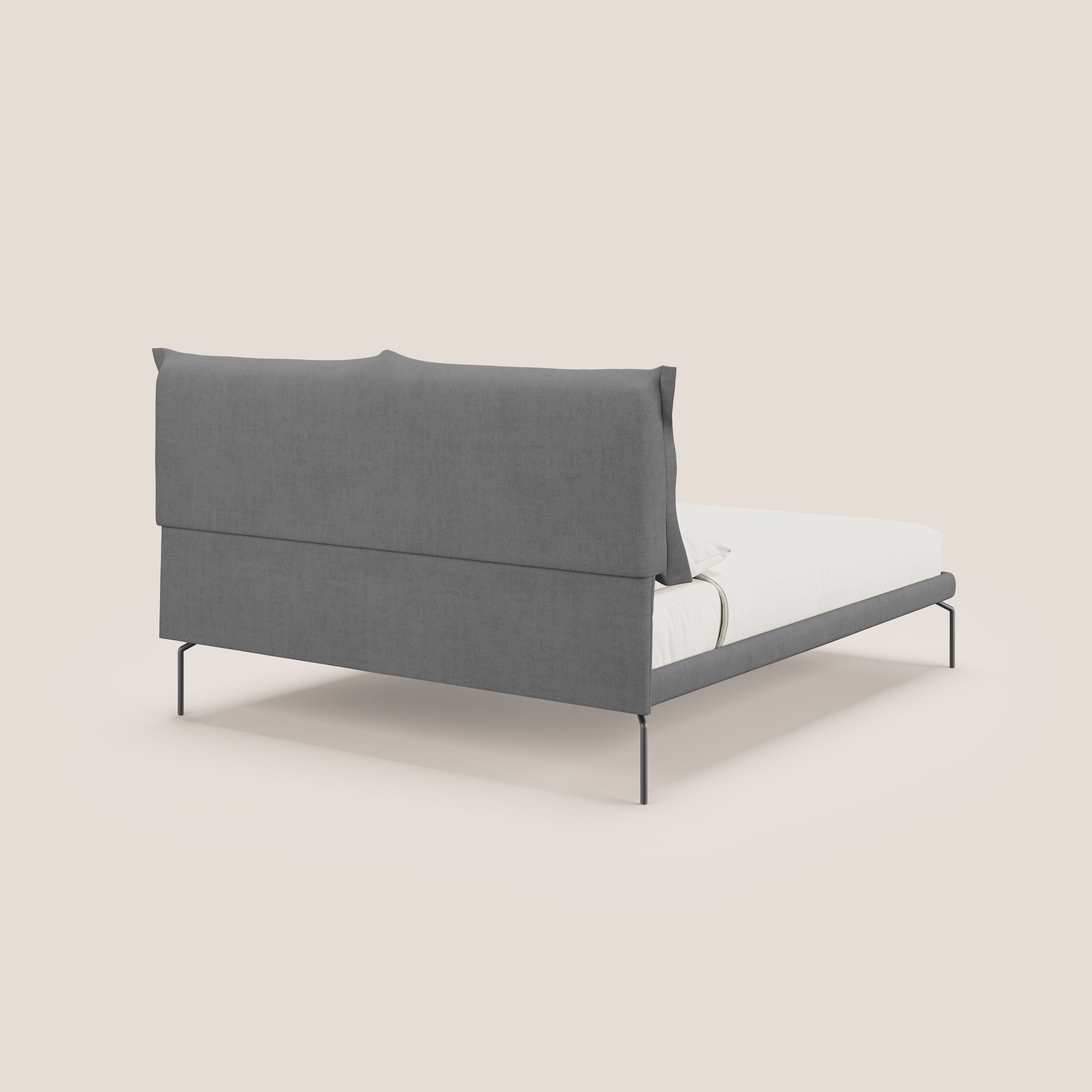 Bice lit rembourré avec coussins et pieds noirs en métal en tissu imperméable T02 gris - Image 4