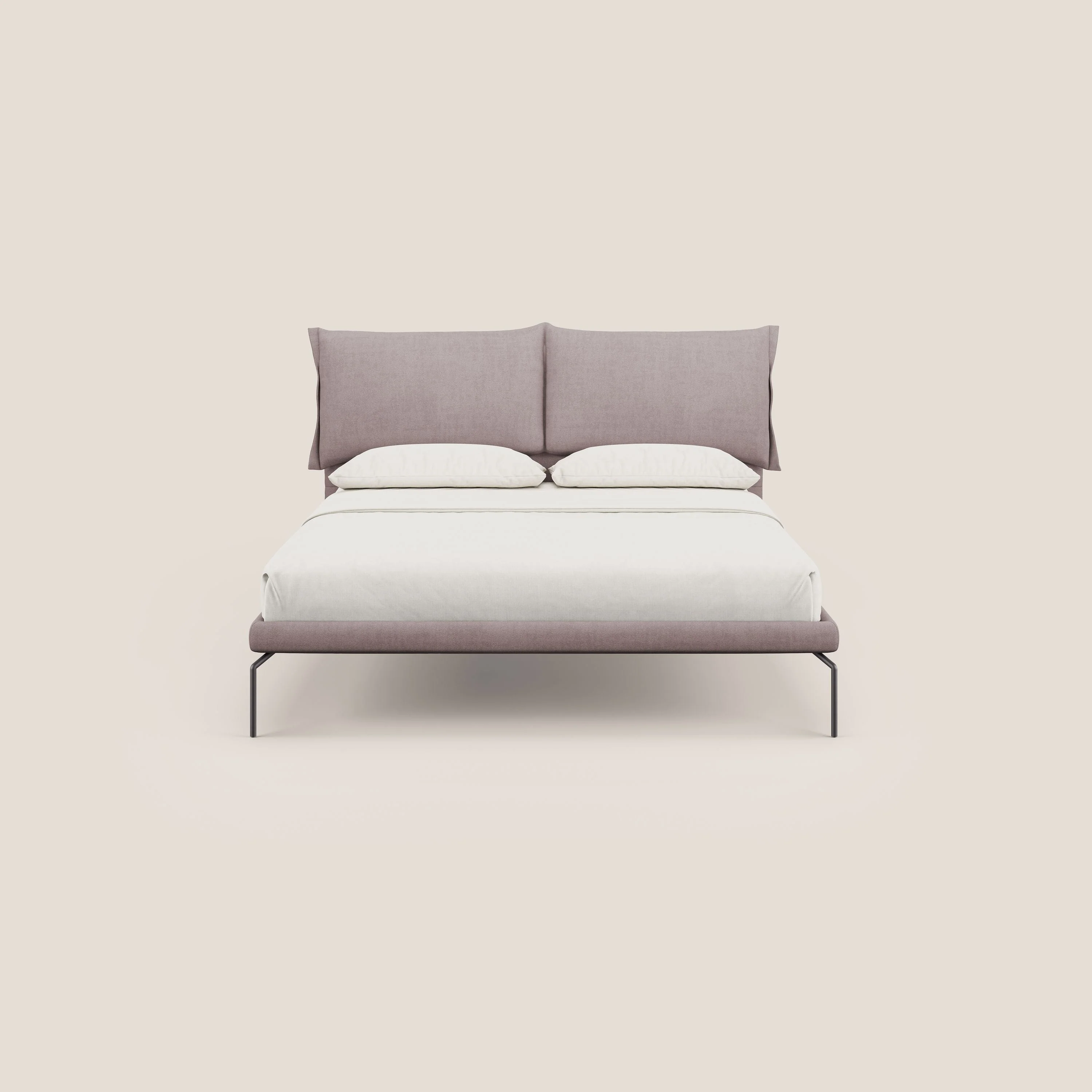 Bice lit rembourré avec coussins et pieds noirs en métal en tissu imperméable T02 rose - Image 2