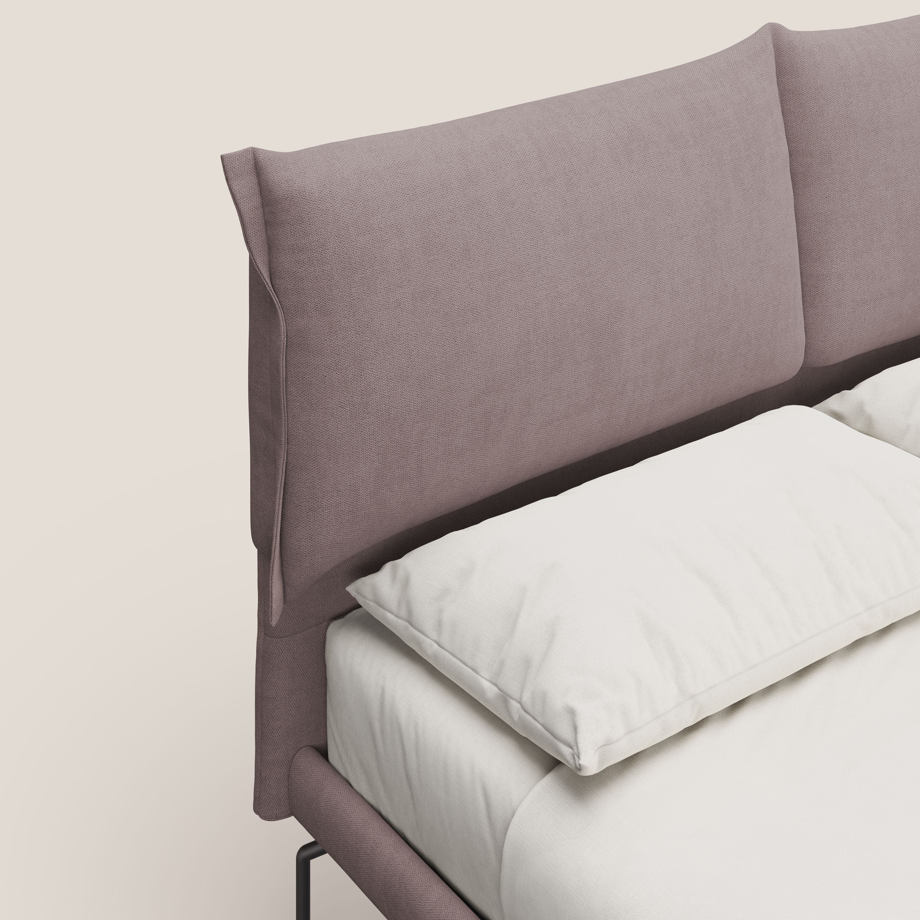 Bice lit rembourré avec coussins et pieds noirs en métal en tissu imperméable T02 rose - Image 5