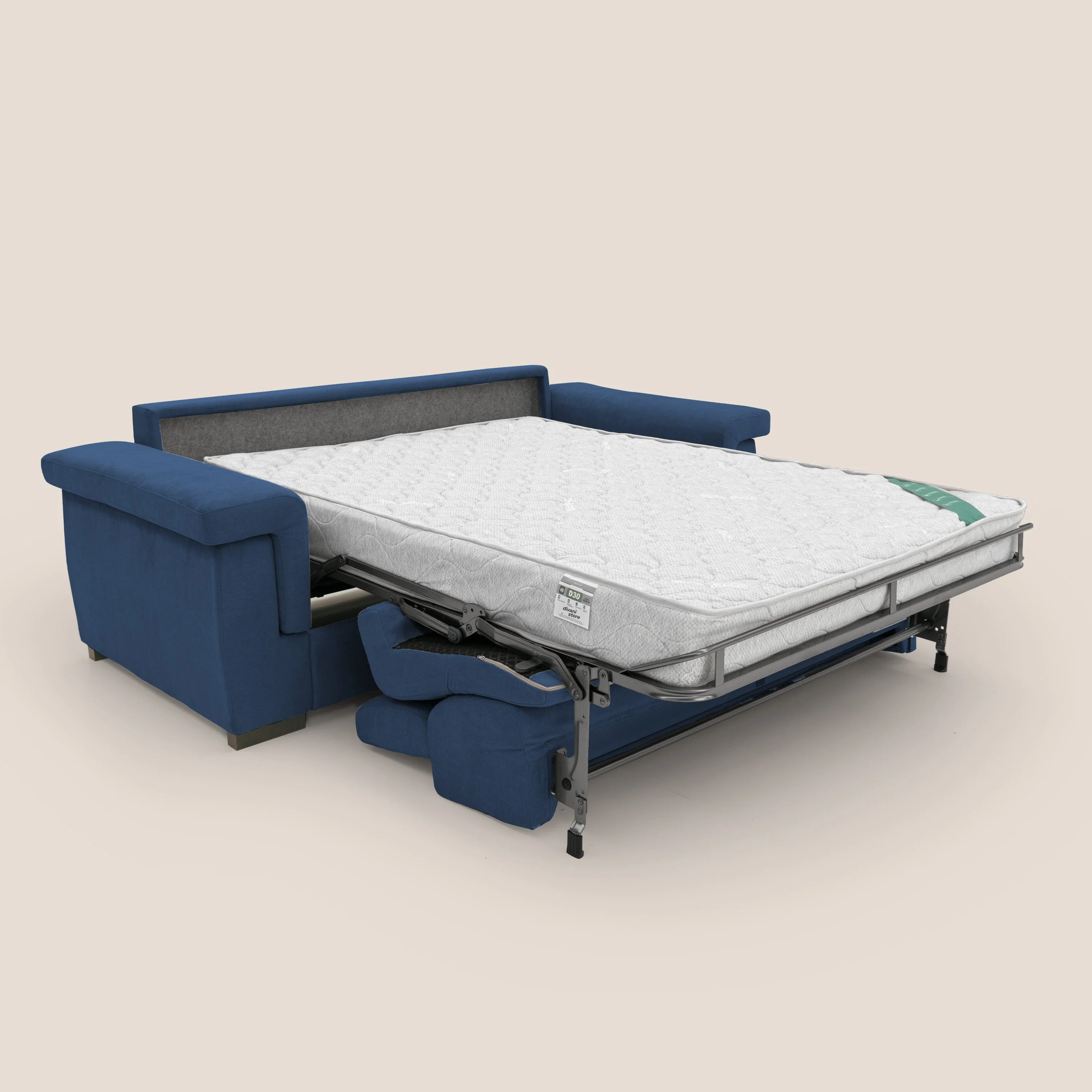 Bjorn Canapé convertible avec matelas H 18cm et têtières réglables en tissu imperméable T02 bleu - Image 2
