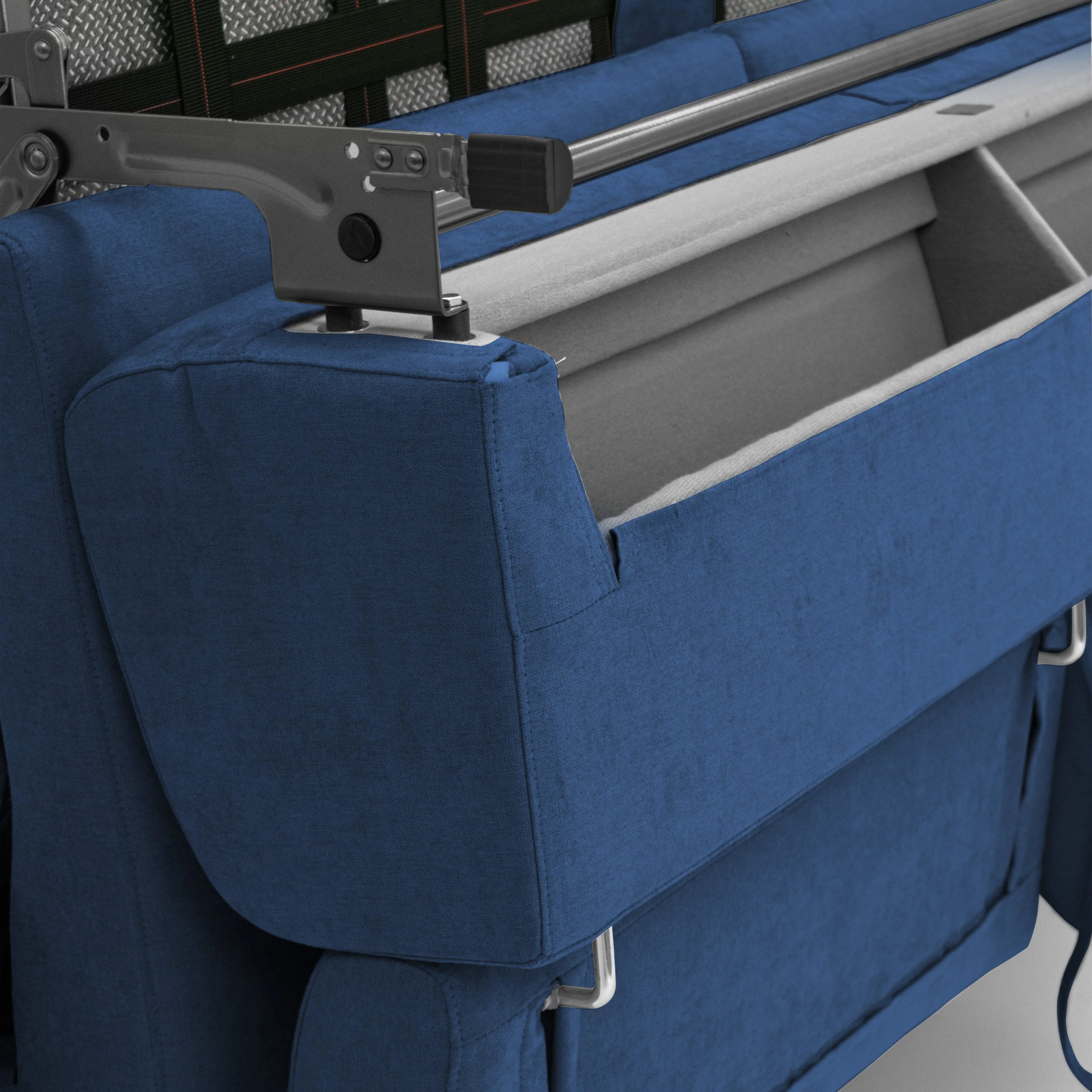 Bjorn Canapé convertible avec matelas H 18cm et têtières réglables en tissu imperméable T02 bleu - Image 8