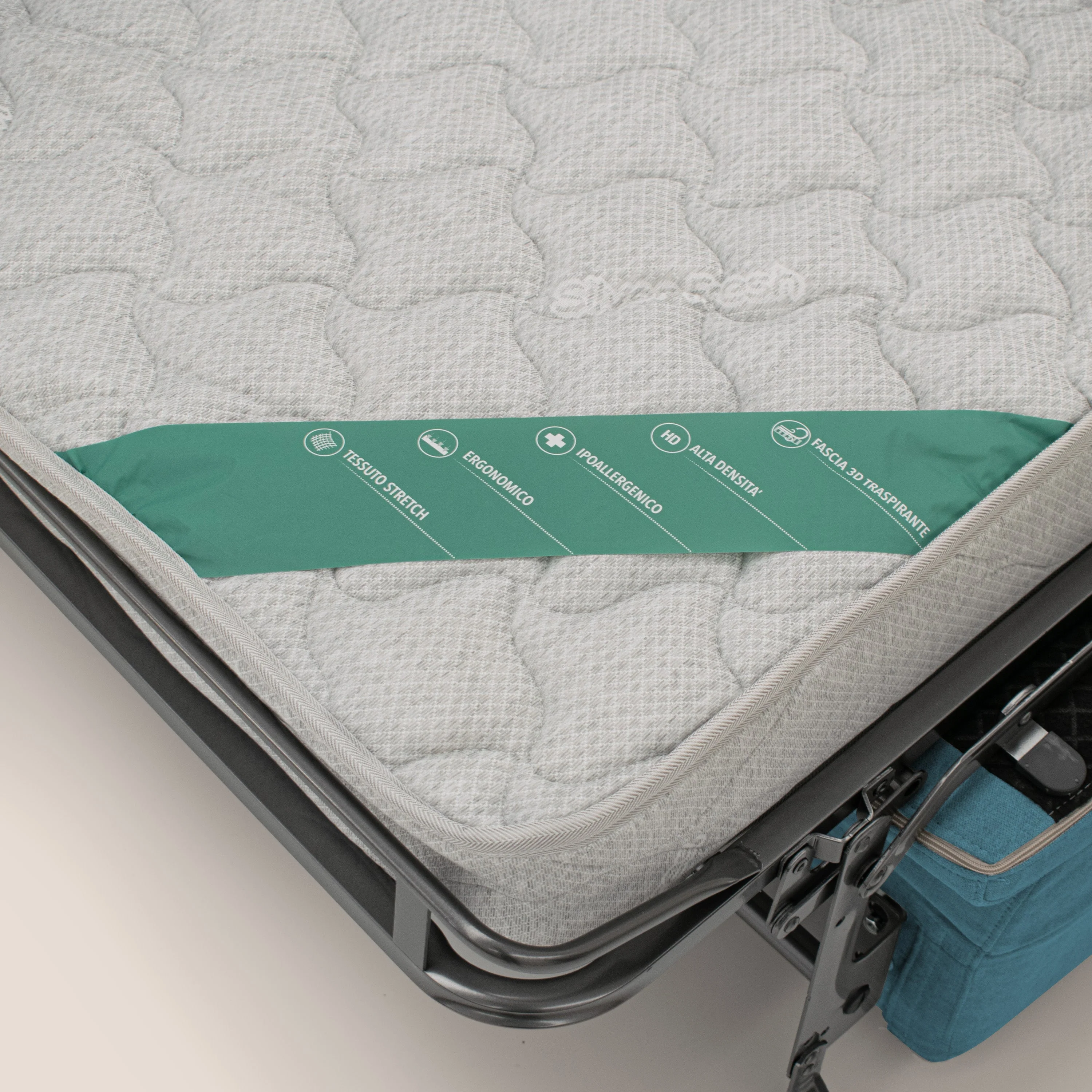 Bjorn CanapĂ© convertible avec matelas H 18cm et tĂȘtiĂšres rĂ©glables en tissu impermĂ©able T02 bleu ciel - Image 7