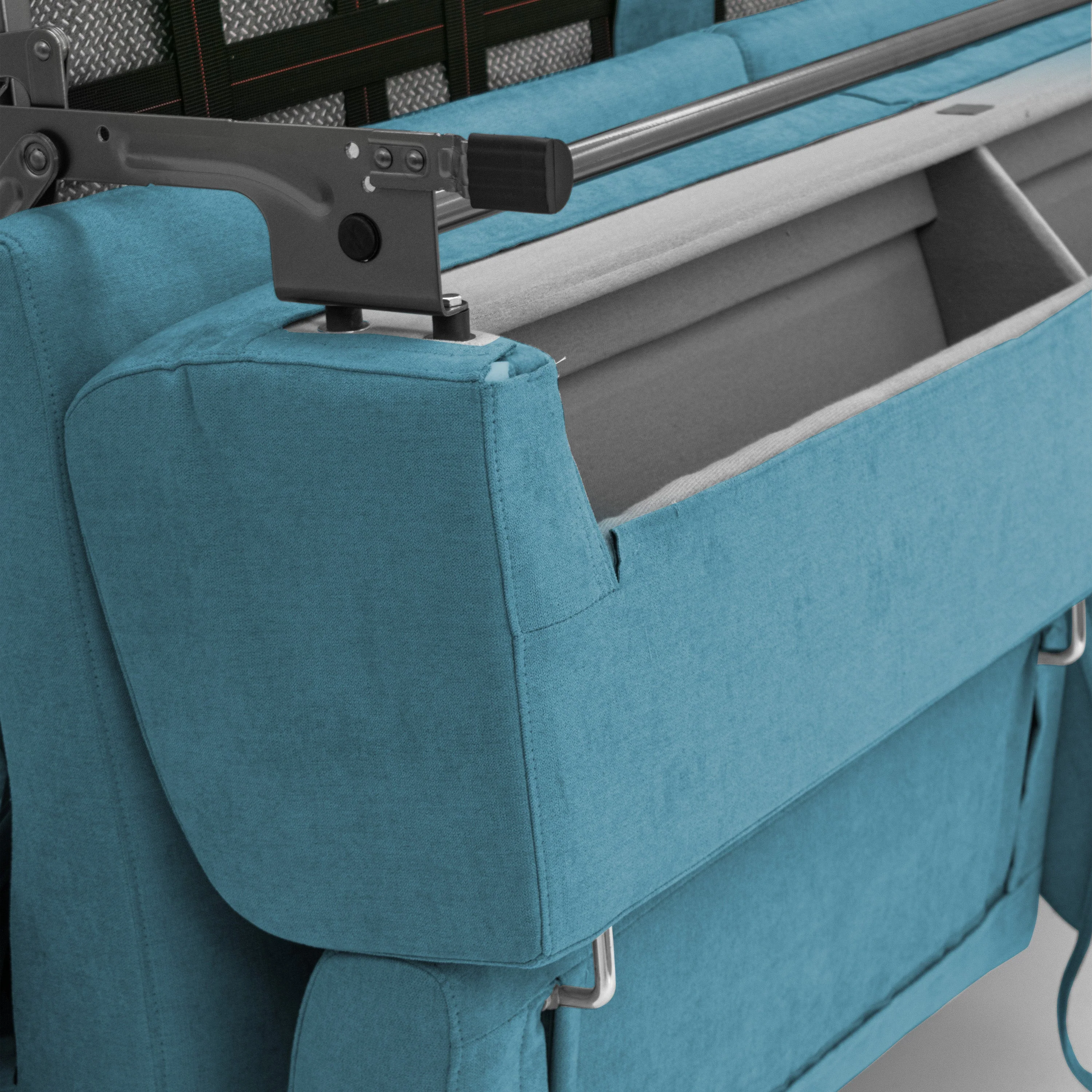 Bjorn CanapĂ© convertible avec matelas H 18cm et tĂȘtiĂšres rĂ©glables en tissu impermĂ©able T02 bleu ciel - Image 8