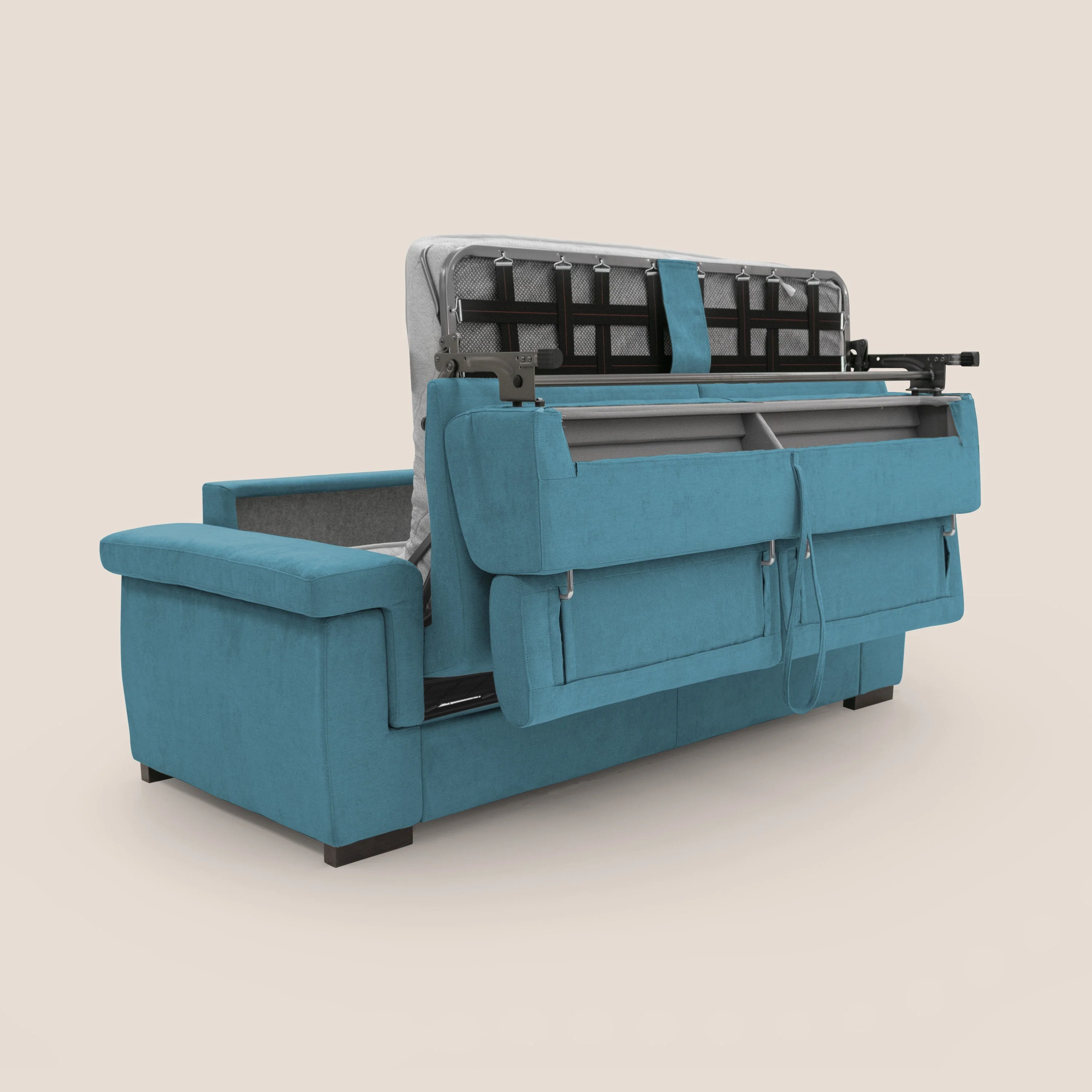 Bjorn CanapĂ© convertible avec matelas H 18cm et tĂȘtiĂšres rĂ©glables en tissu impermĂ©able T02 bleu ciel - Image 9