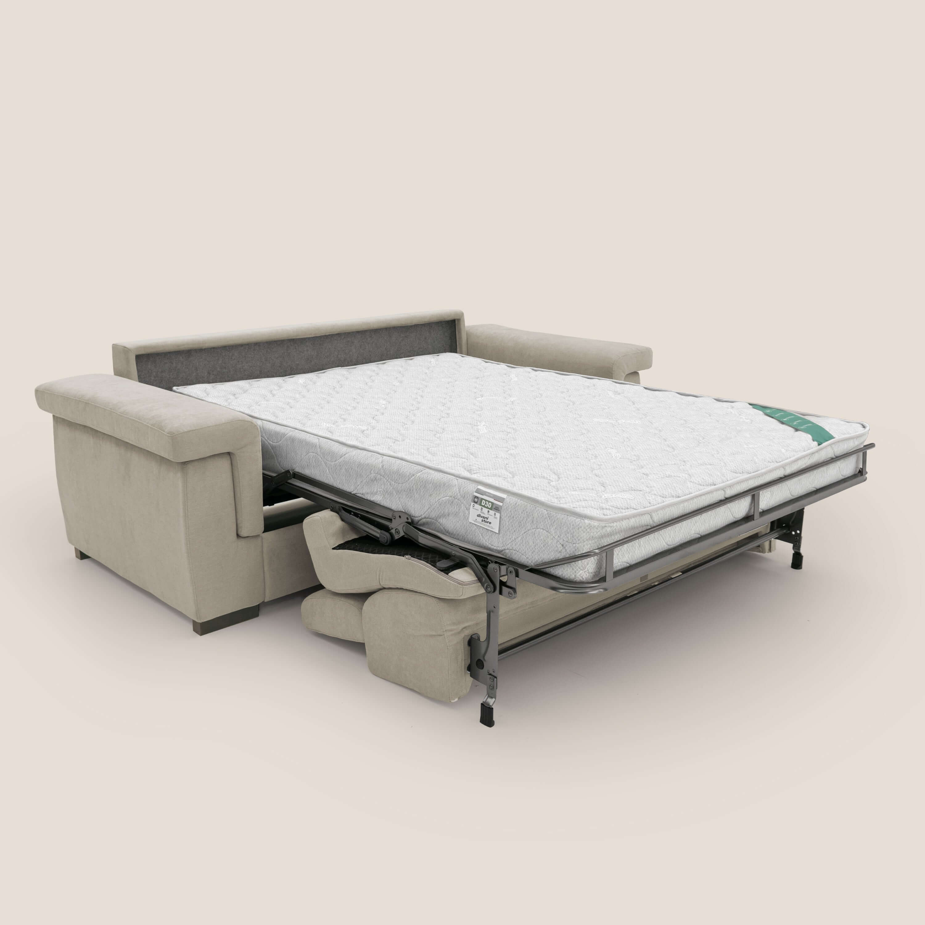 Bjorn Canapé convertible avec matelas H 18cm et têtières réglables en tissu imperméable T02 crème - Image 2