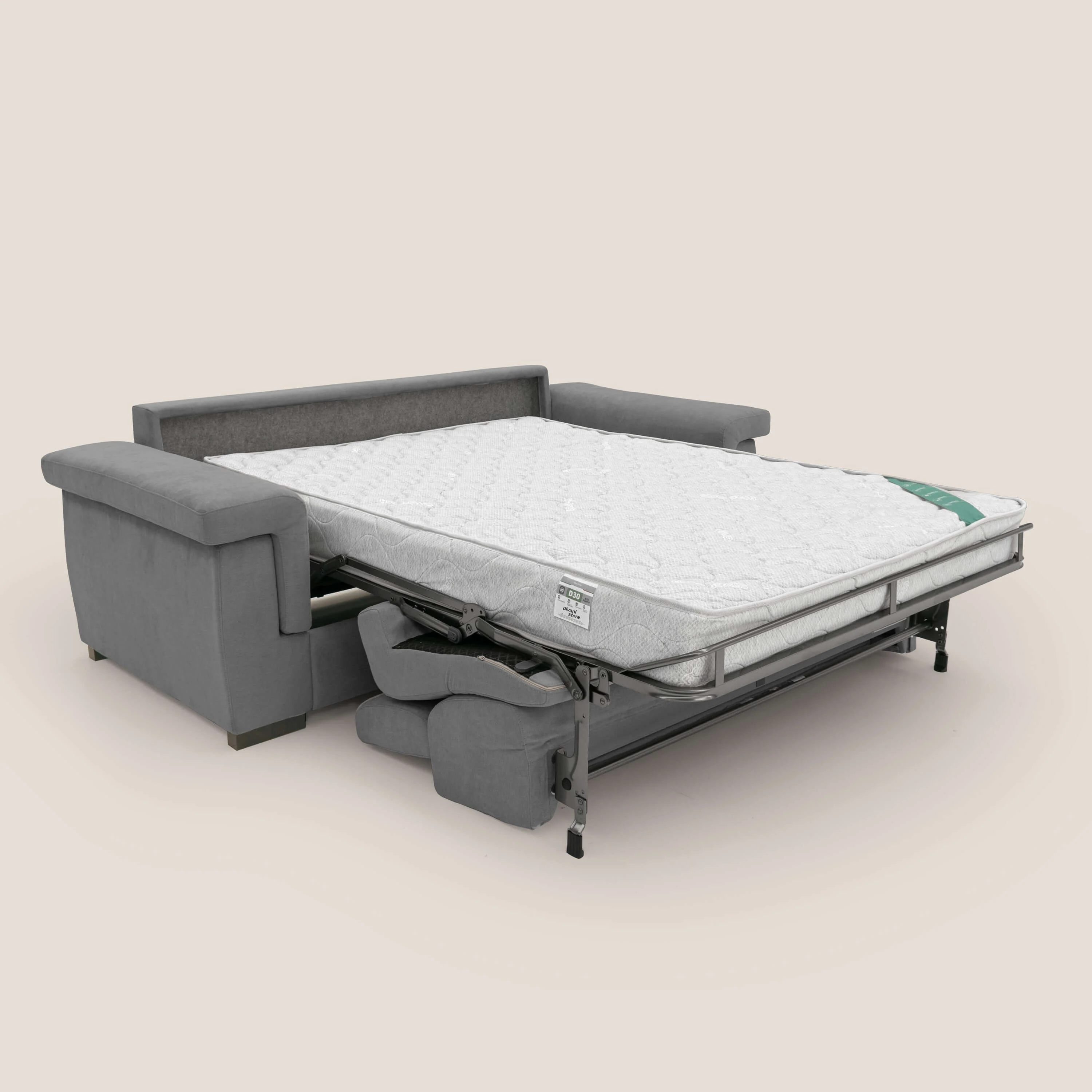 Bjorn Canapé convertible avec matelas H 18cm et têtières réglables en tissu imperméable T02 gris - Image 2