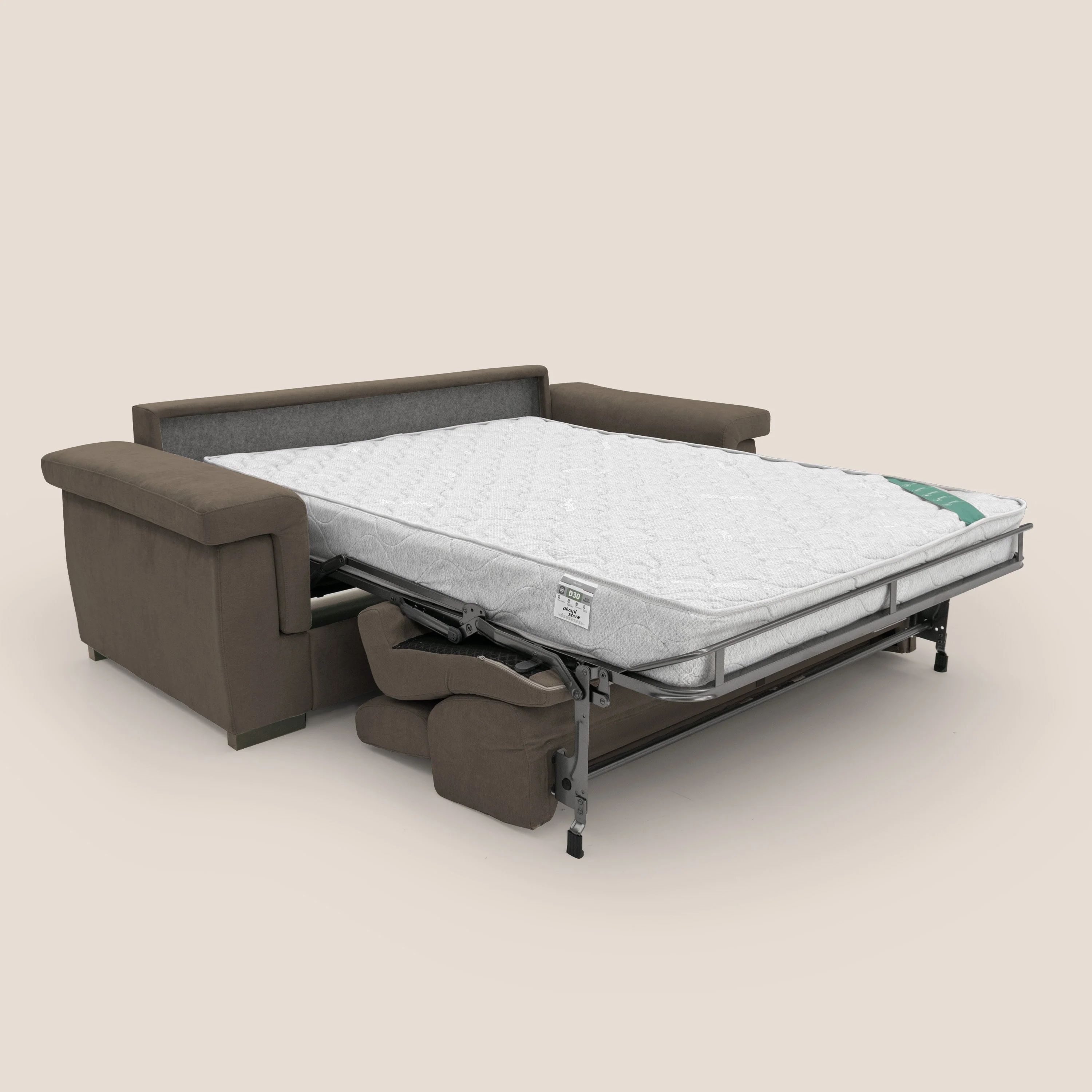 Bjorn Canapé convertible avec matelas H 18cm et têtières réglables en tissu imperméable T02 marron - Image 2
