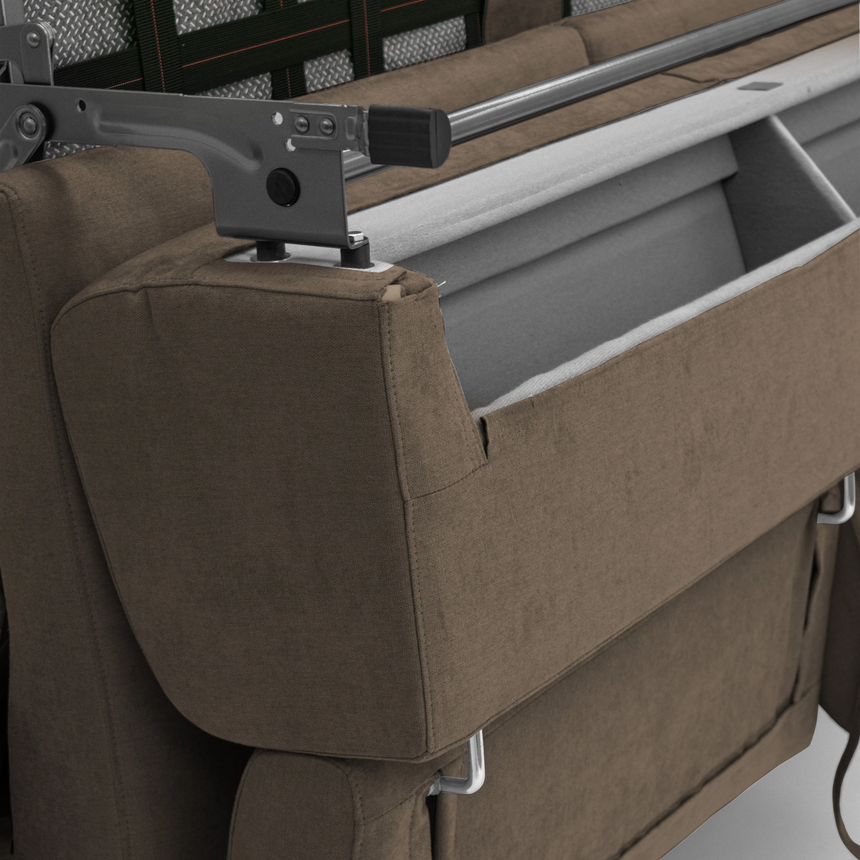 Bjorn Canapé convertible avec matelas H 18cm et têtières réglables en tissu imperméable T02 marron - Image 8