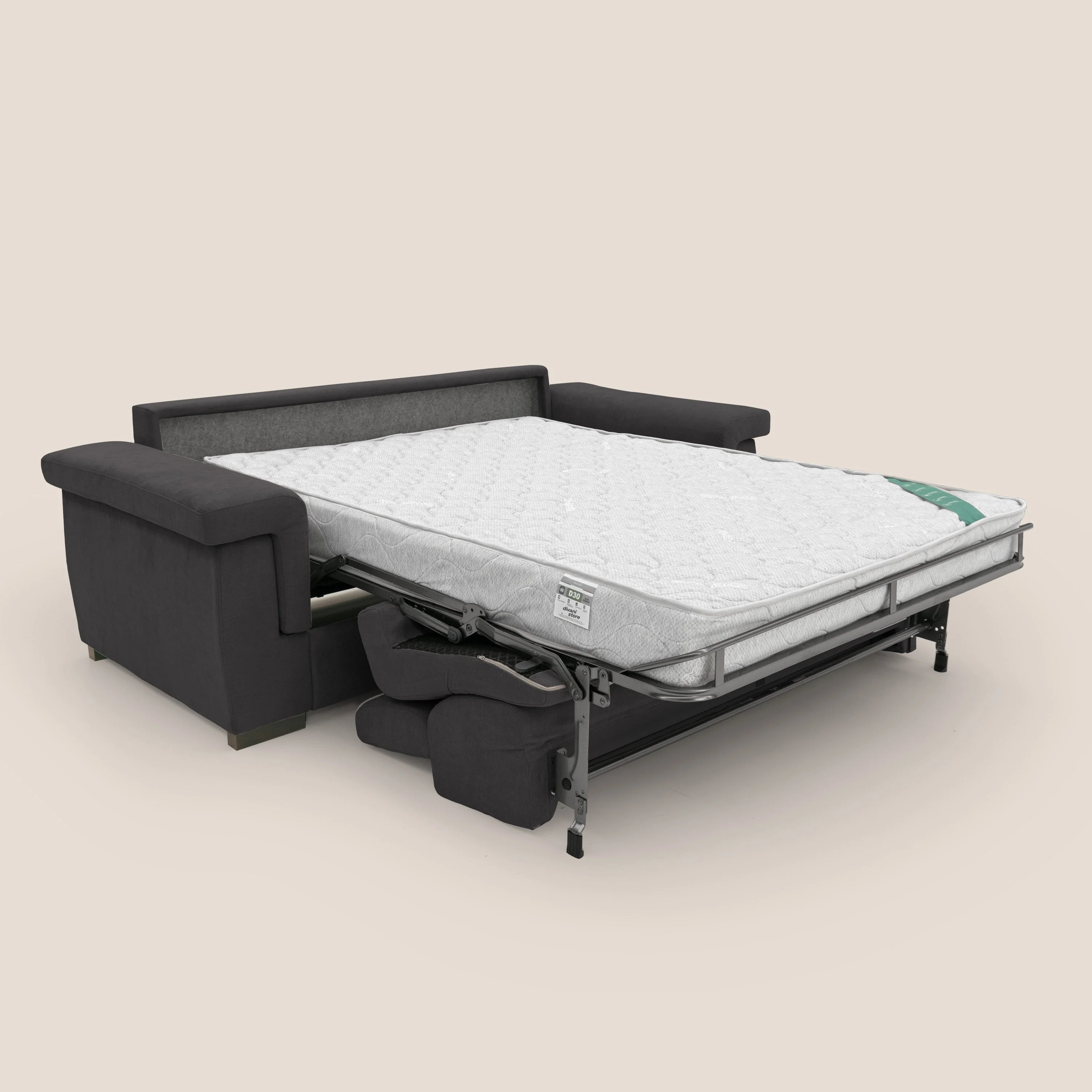 Bjorn Canapé convertible avec matelas H 18cm et têtières réglables en tissu imperméable T02 noir - Image 2