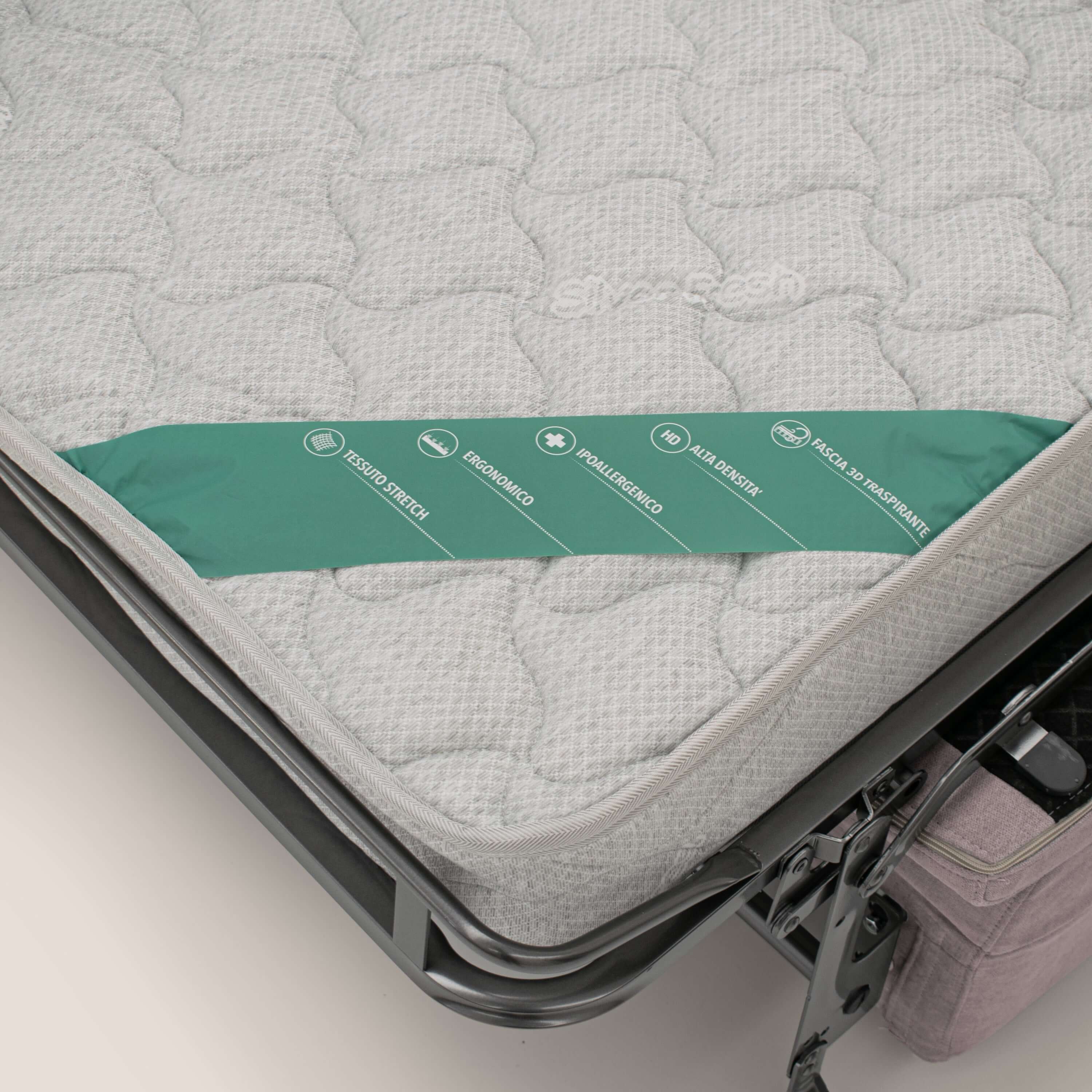 Bjorn Canapé convertible avec matelas H 18cm et têtières réglables en tissu imperméable T02 rose - Image 7