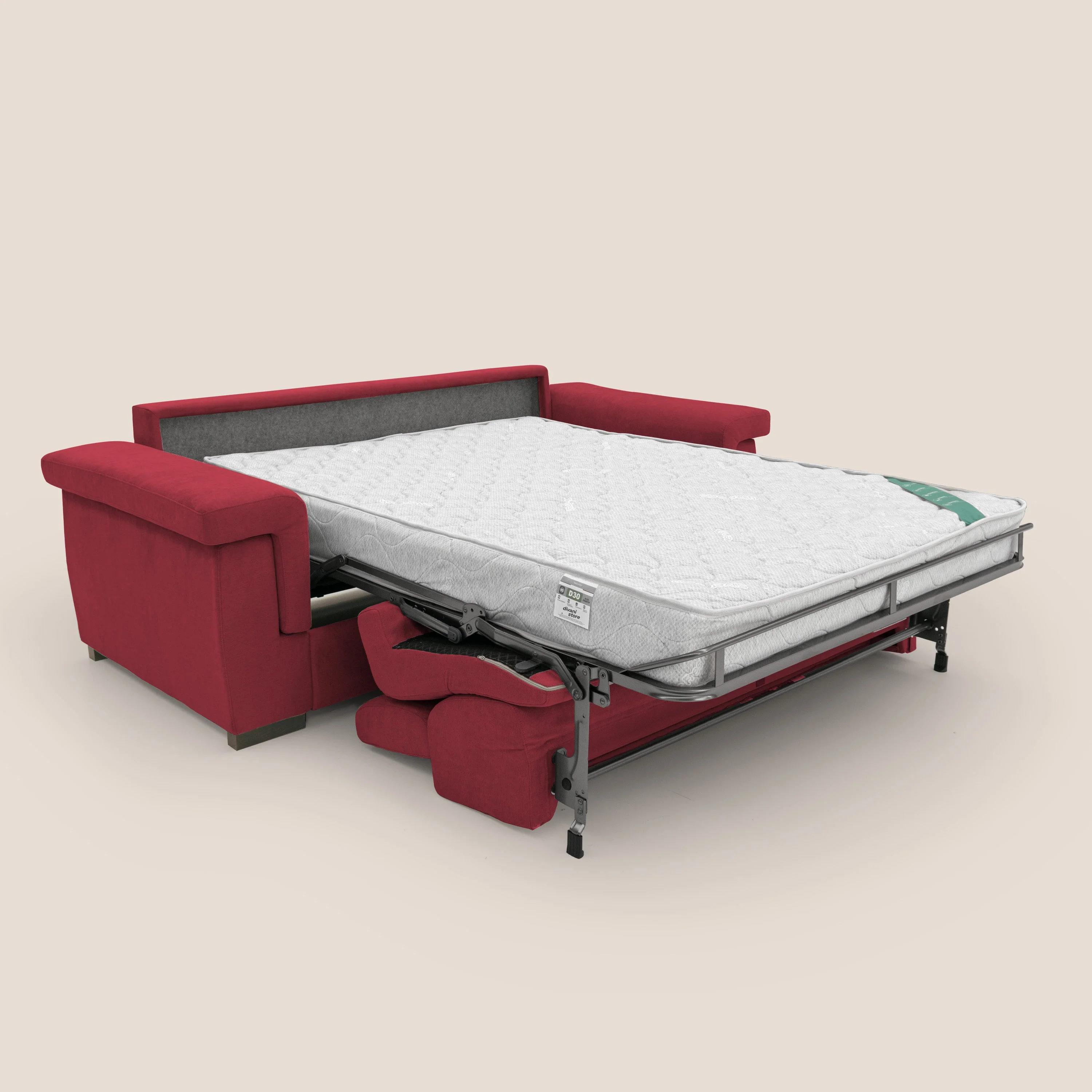 Bjorn Canapé convertible avec matelas H 18cm et têtières réglables en tissu imperméable T02 rouge - Image 2