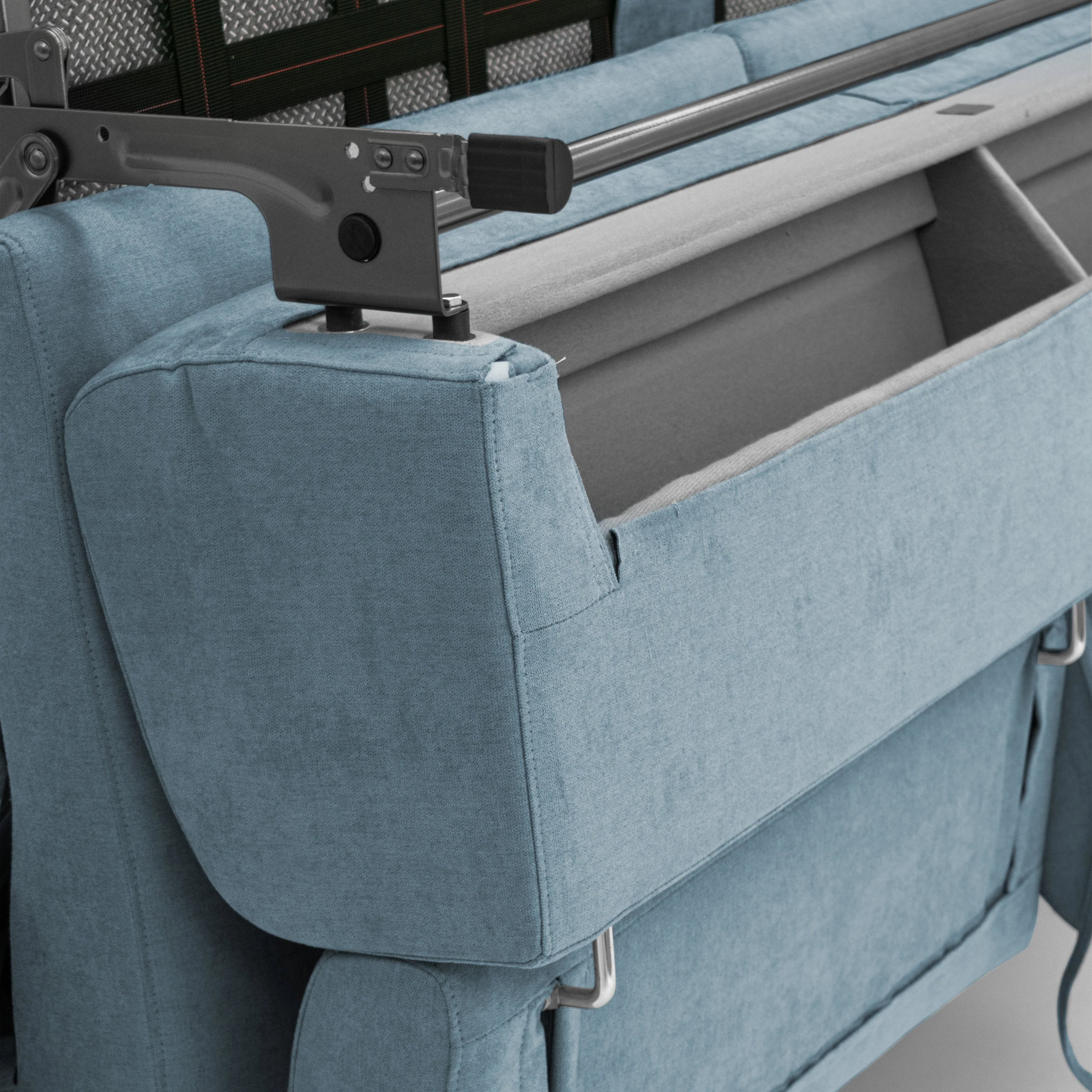 Bjorn Canapé convertible avec matelas H 18cm et têtières réglables en tissu imperméable T02 sucre glace - Image 8