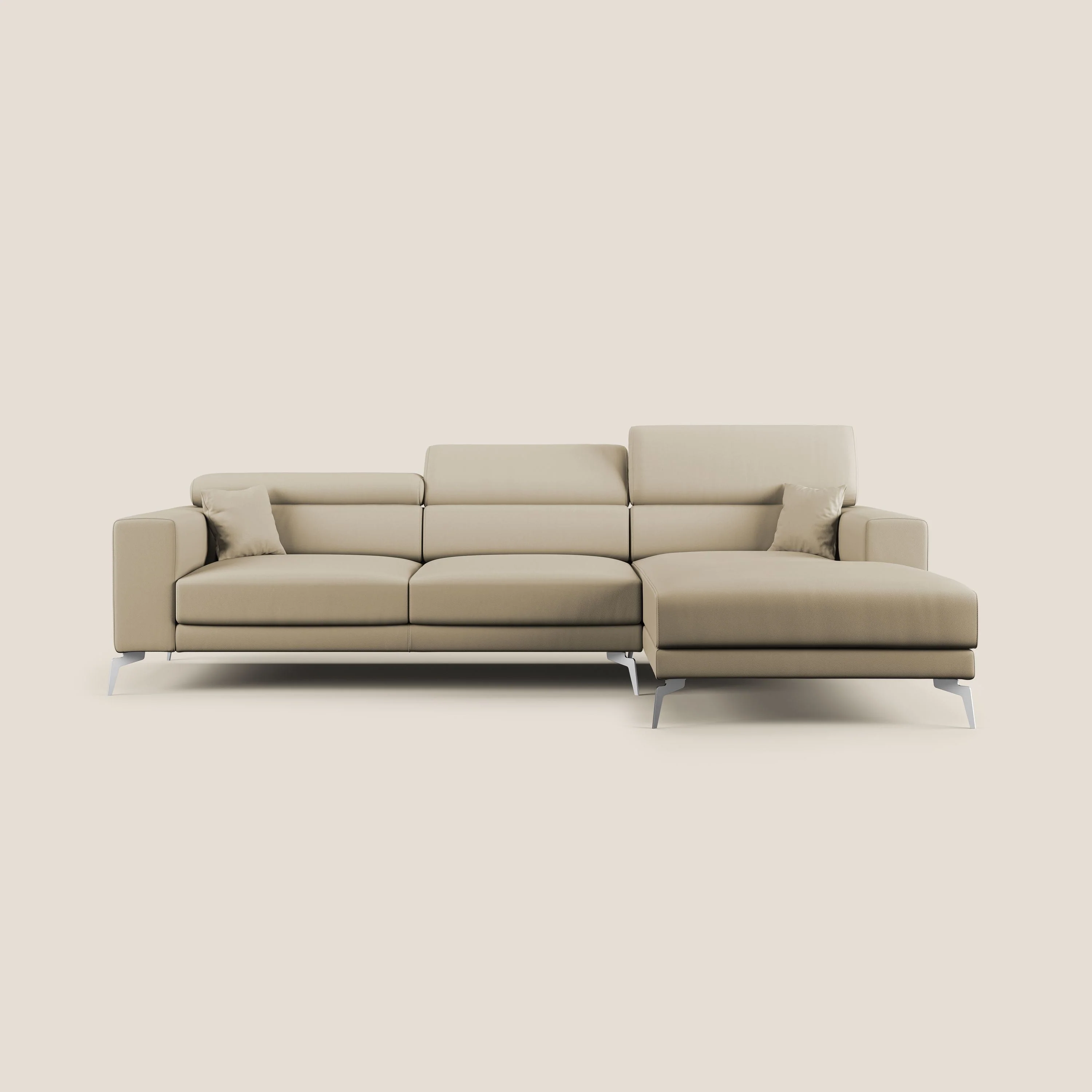 Blade Canapé d'angle moderne avec têtières inclinables en Similicuir T04 beige