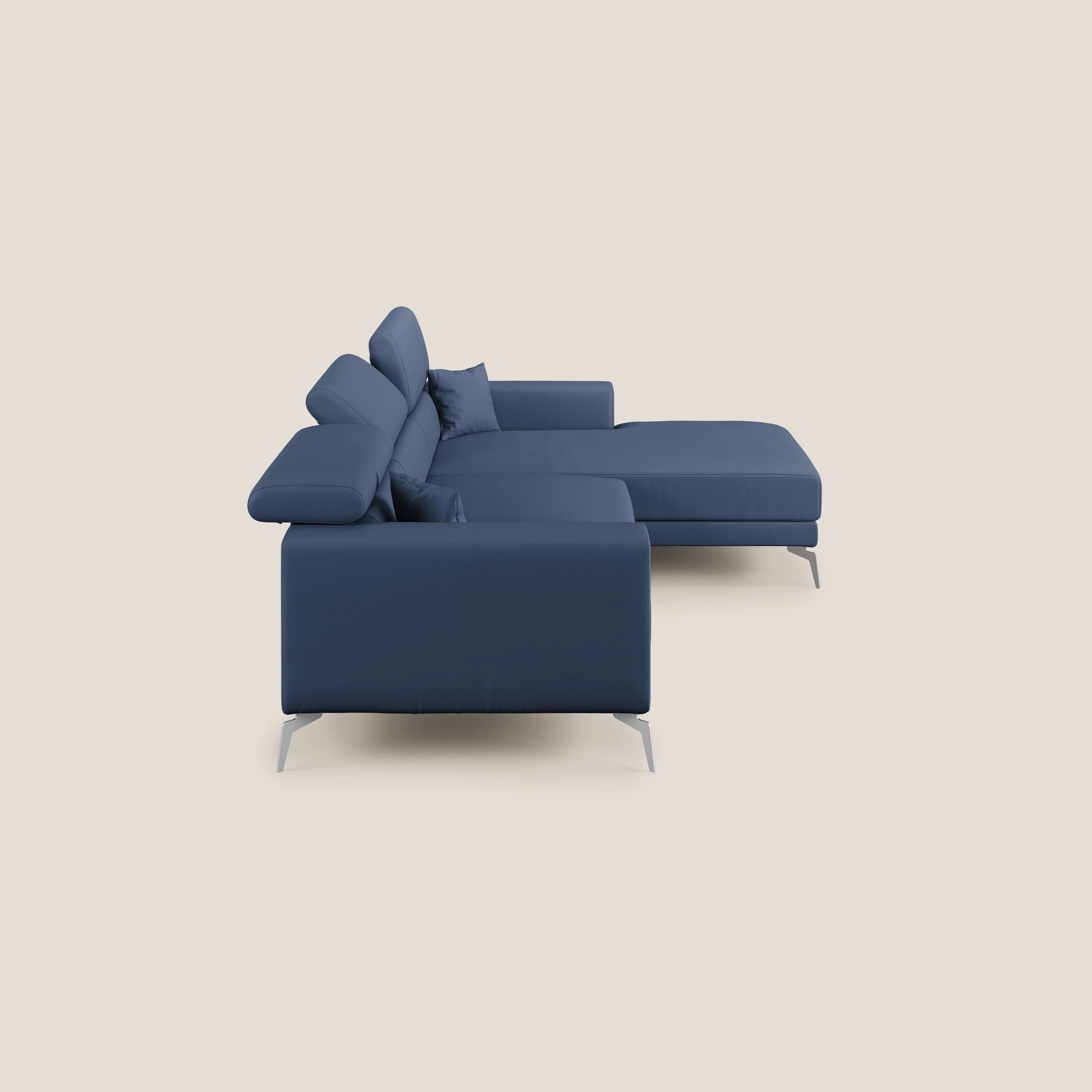 Blade Canapé d'angle moderne avec têtières inclinables en Similicuir T04 bleu - Image 3
