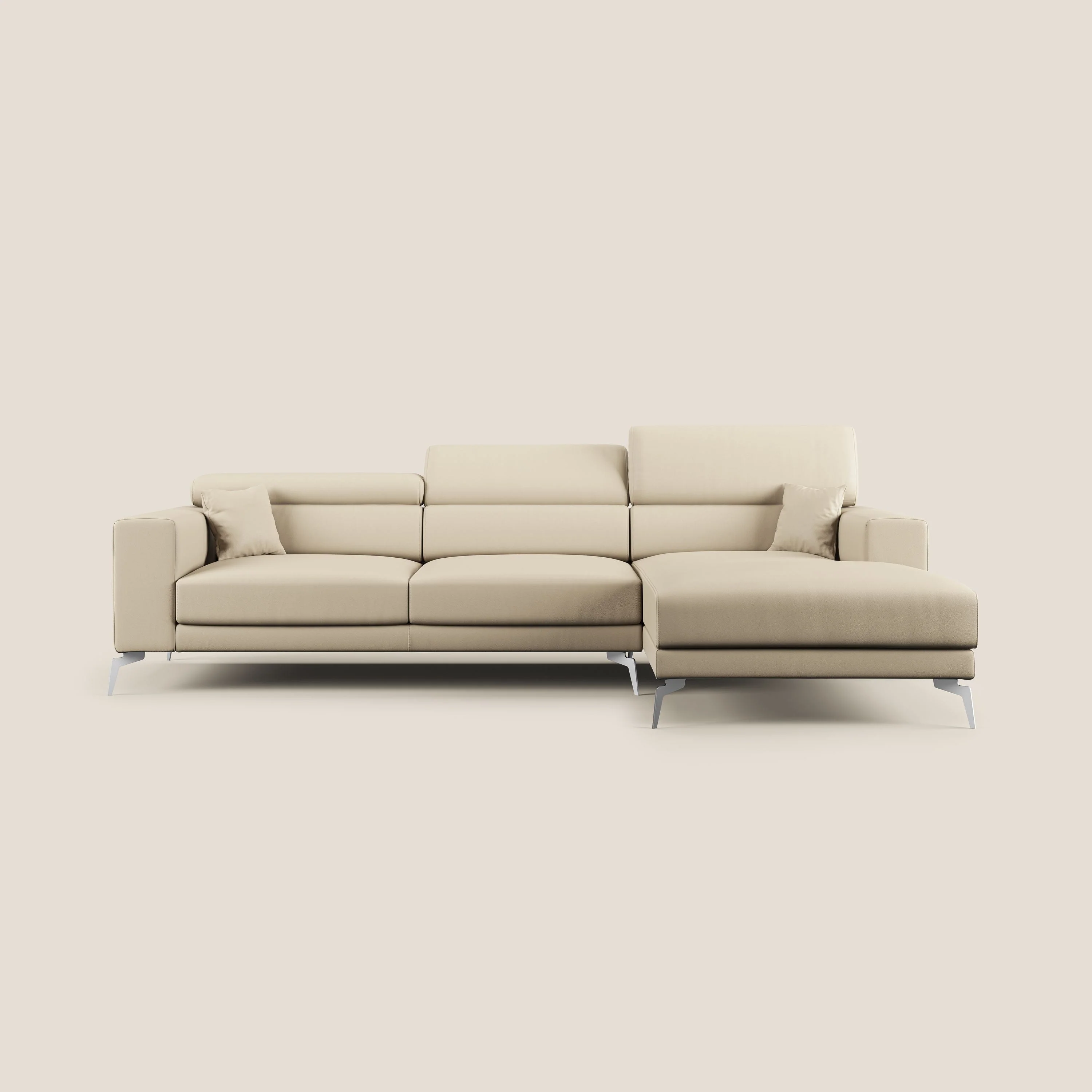 Blade Canapé d'angle moderne avec têtières inclinables en Similicuir T04 crème