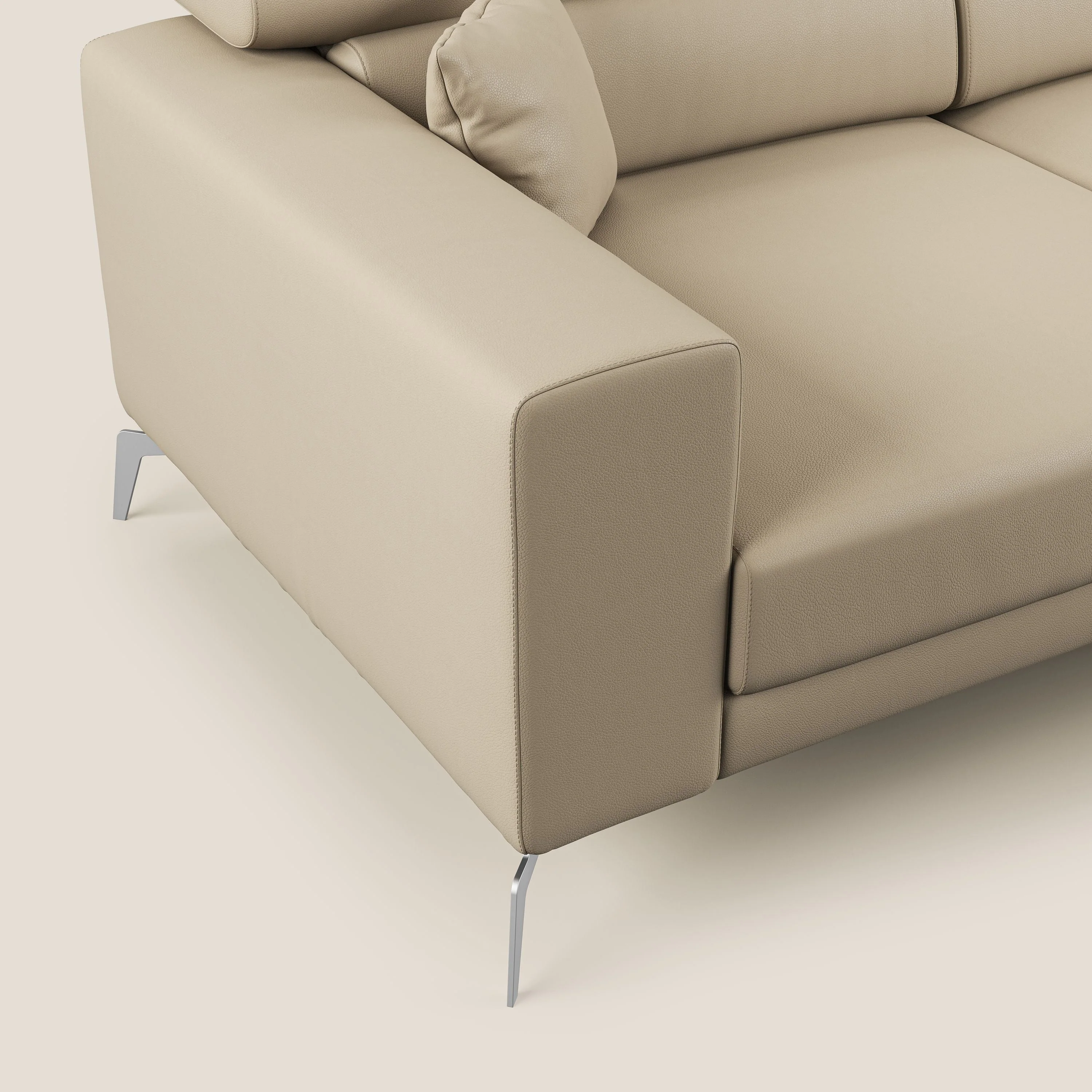 Blade Canapé d'angle moderne avec têtières inclinables en Similicuir T04 crème - Image 5