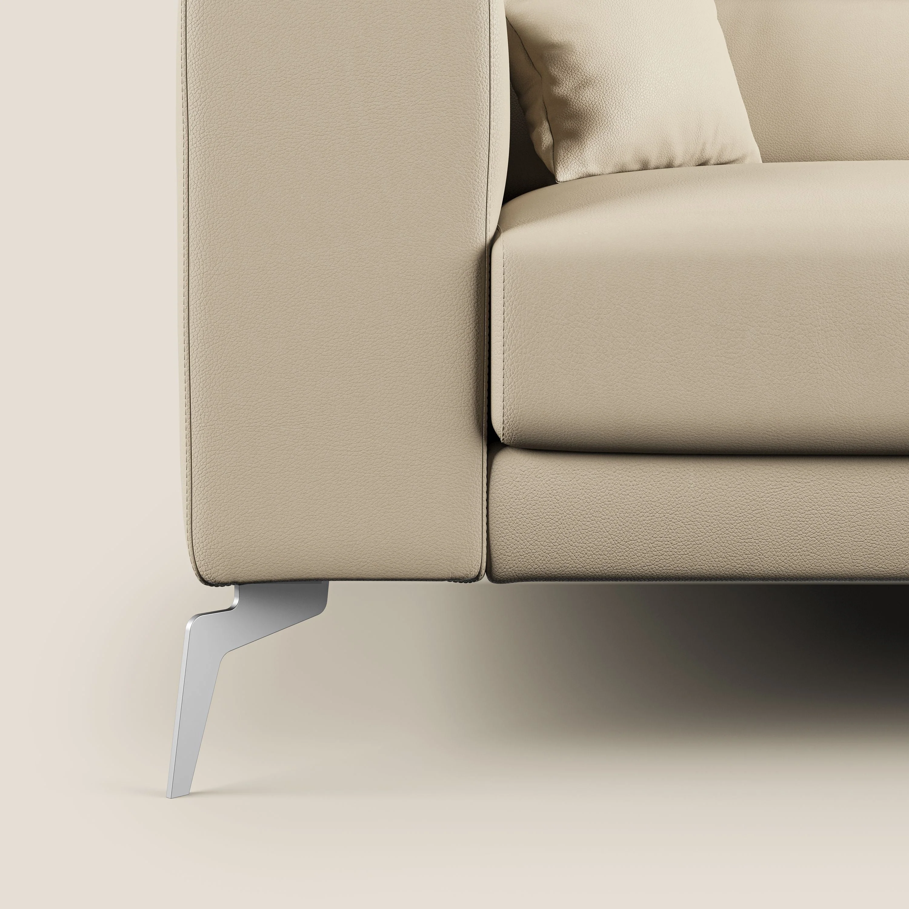 Blade Canapé d'angle moderne avec têtières inclinables en Similicuir T04 crème - Image 8