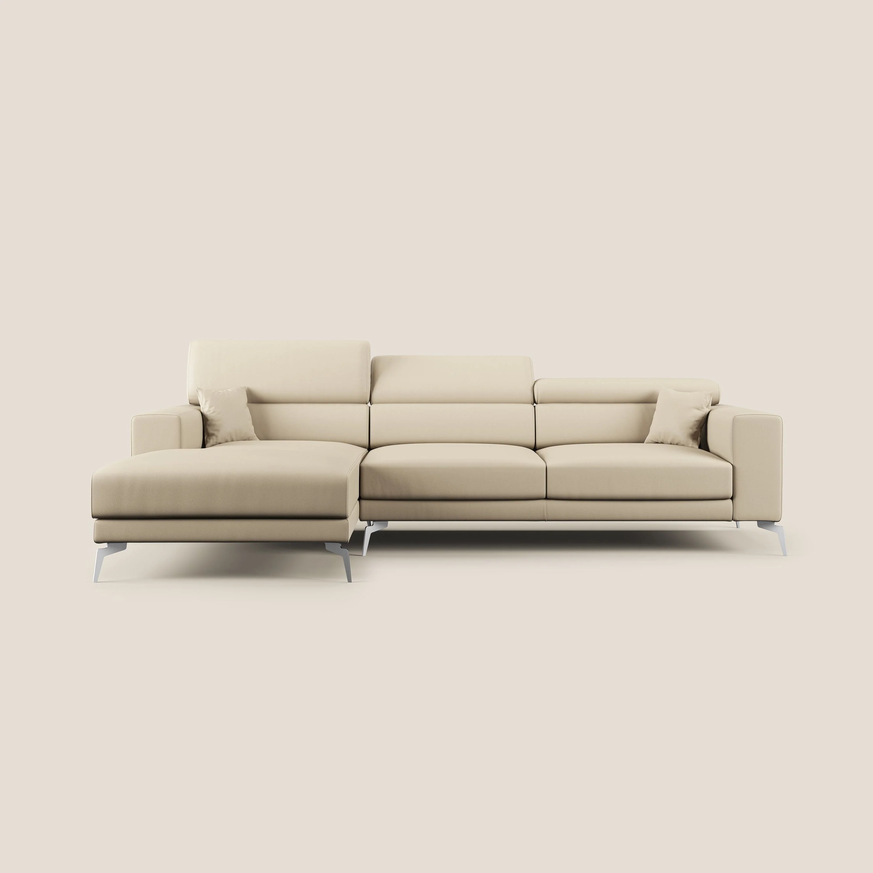 Blade Canapé d'angle moderne avec têtières inclinables en Similicuir T04 crème - Image 9