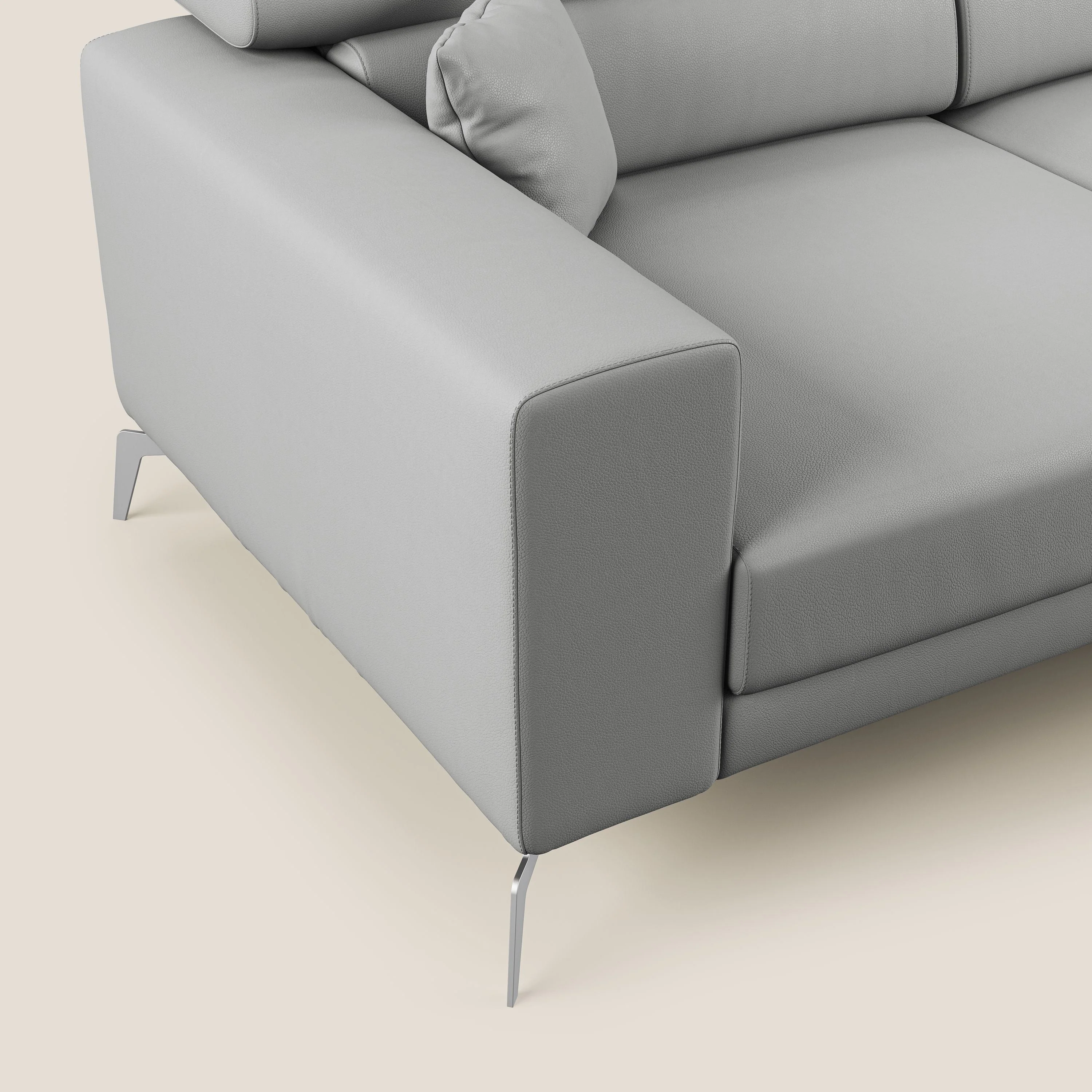 Blade Canapé d'angle moderne avec têtières inclinables en Similicuir T04 gris clair - Image 5