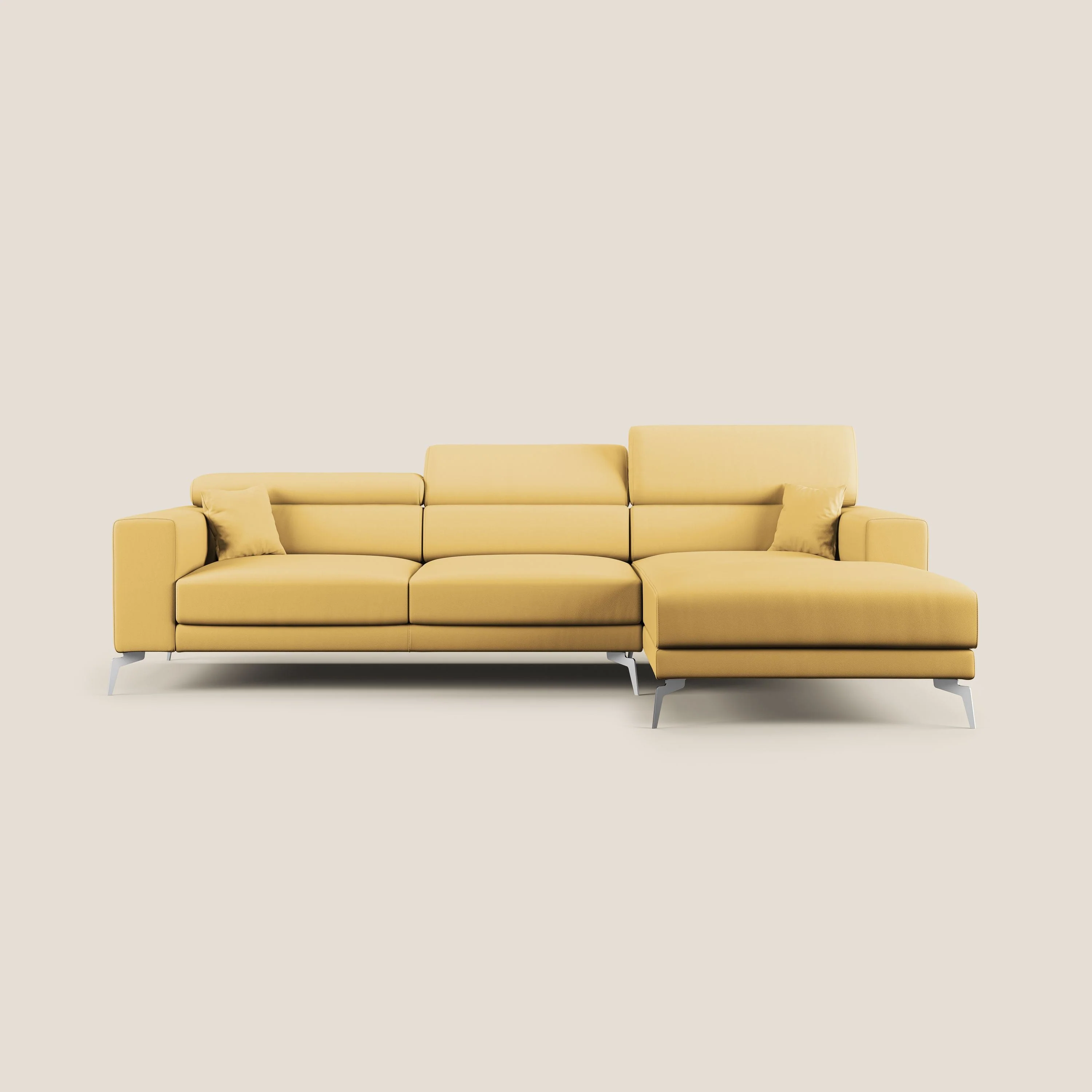 Blade Canapé d'angle moderne avec têtières inclinables en Similicuir T04 jaune