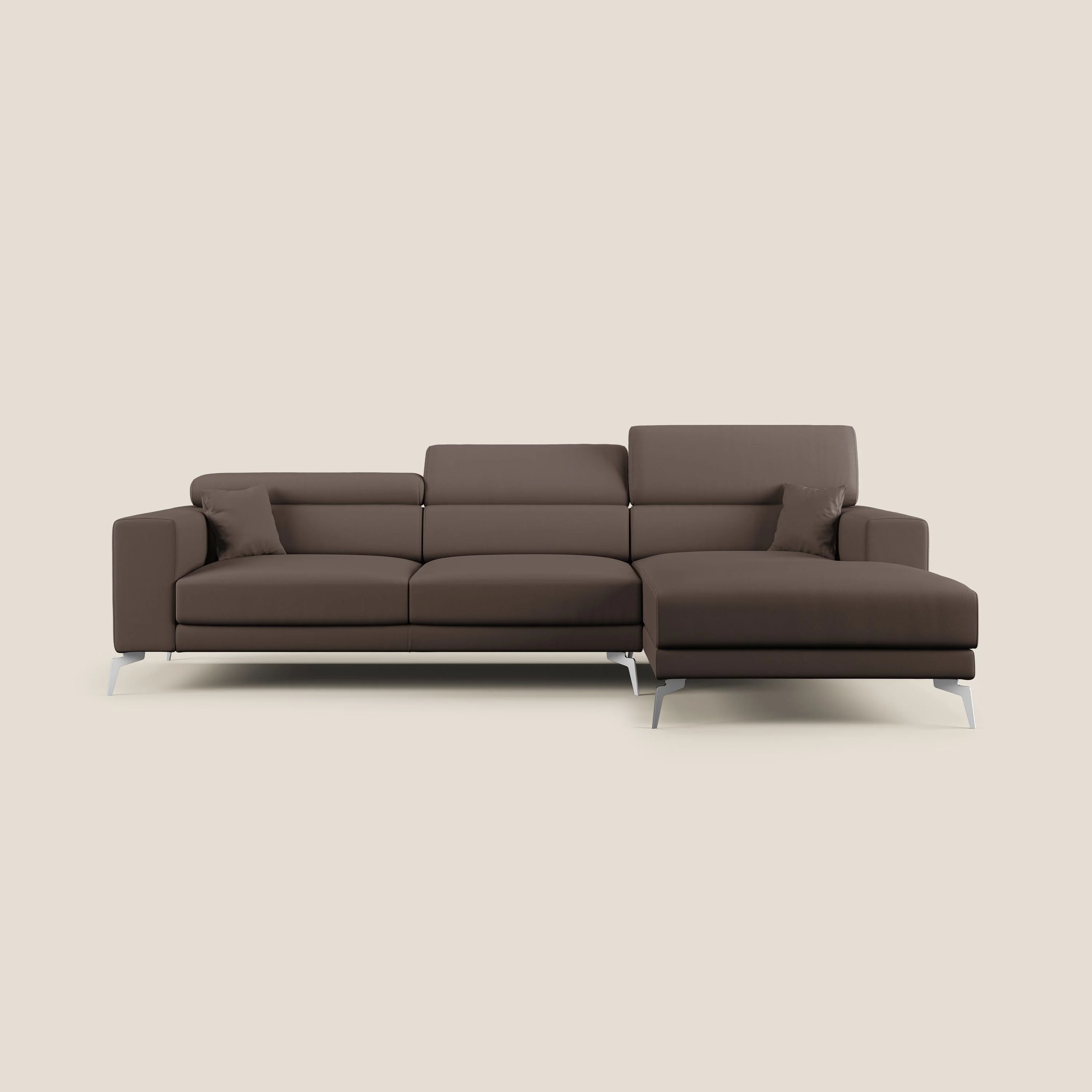 Blade Canapé d'angle moderne avec têtières inclinables en Similicuir T04 marron