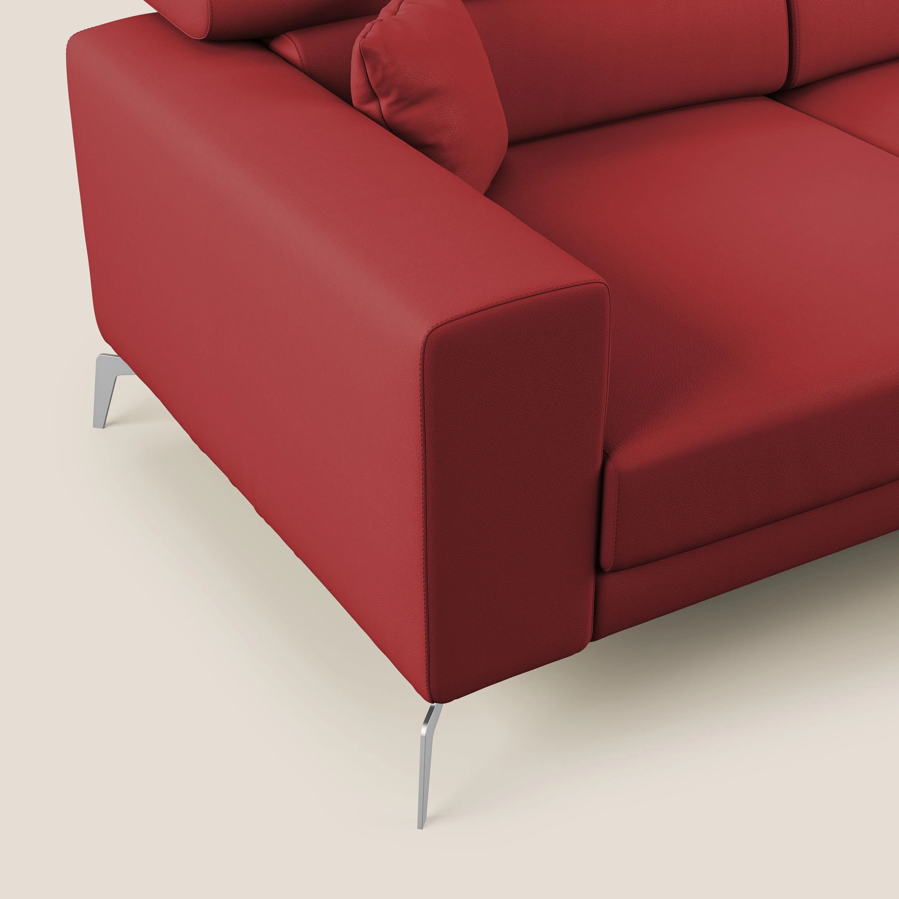 Blade Canapé d'angle moderne avec têtières inclinables en Similicuir T04 rouge - Image 5