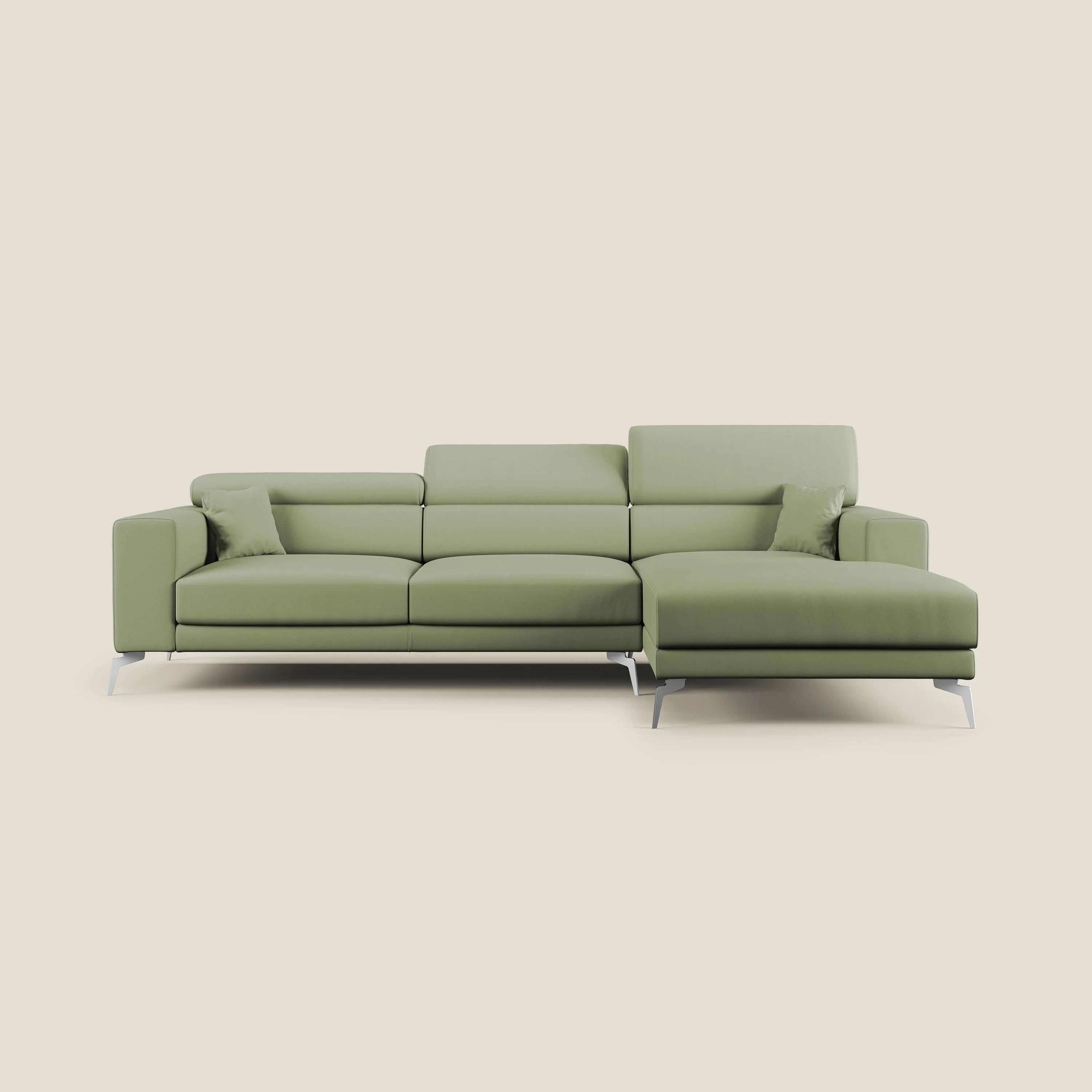 Blade Canapé d'angle moderne avec têtières inclinables en Similicuir T04 vert