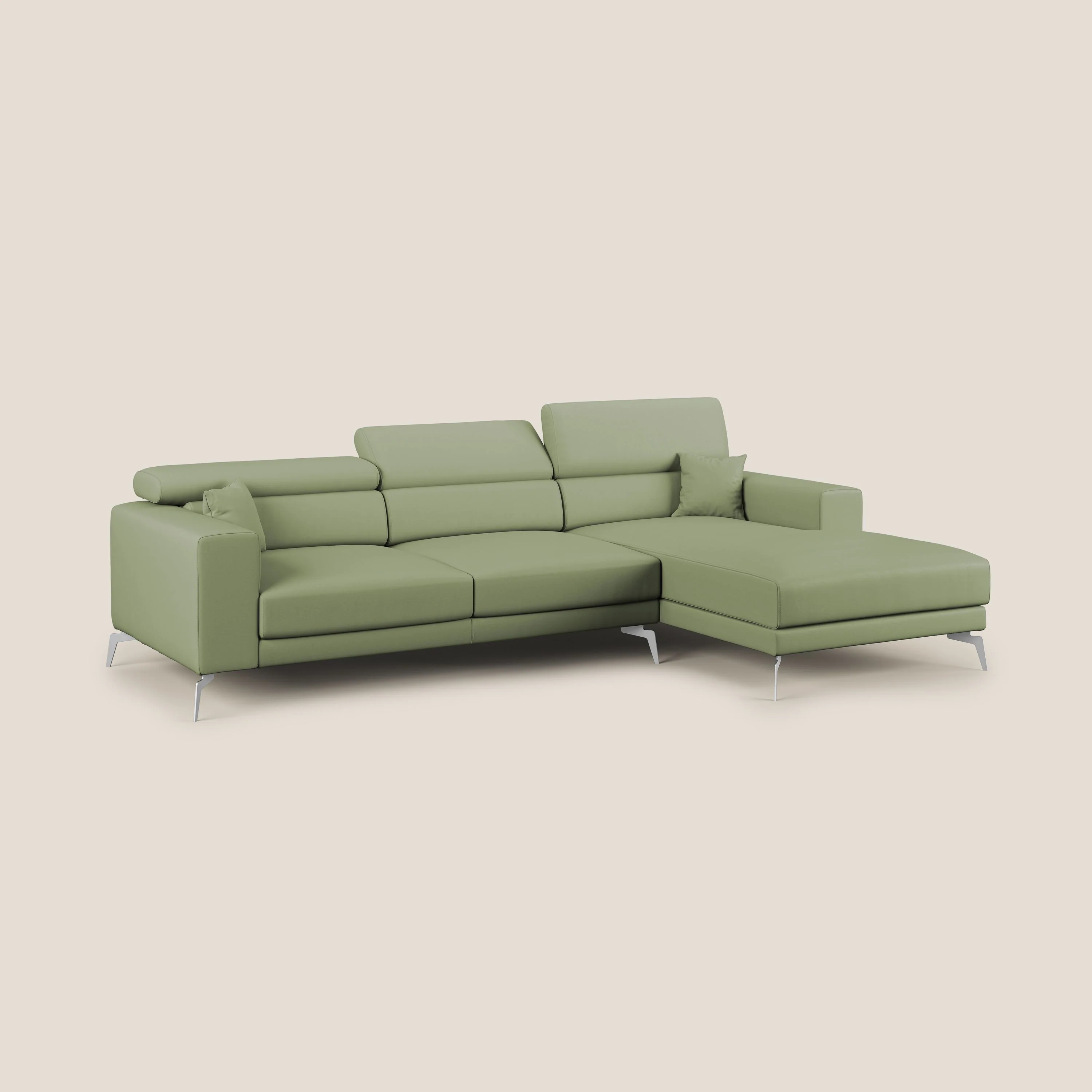 Blade Canapé d'angle moderne avec têtières inclinables en Similicuir T04 vert - Image 2