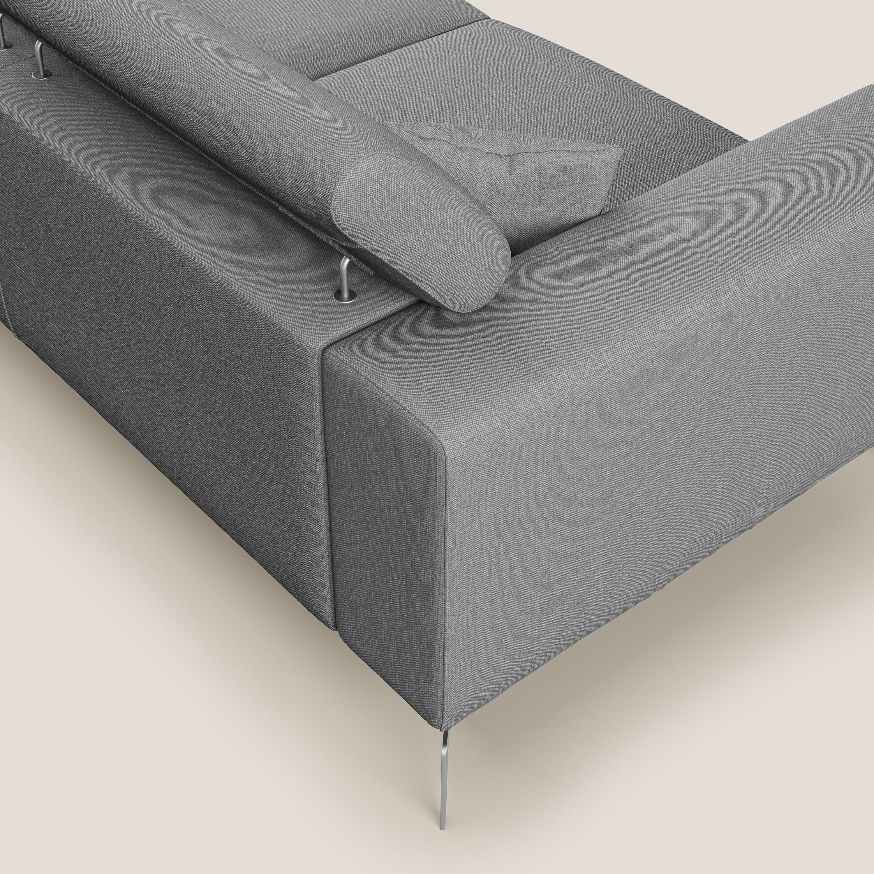 Blade canapĂ© avec tĂȘtiĂšres inclinables en tissu impermĂ©able mixte coton T13 gris - Image 6