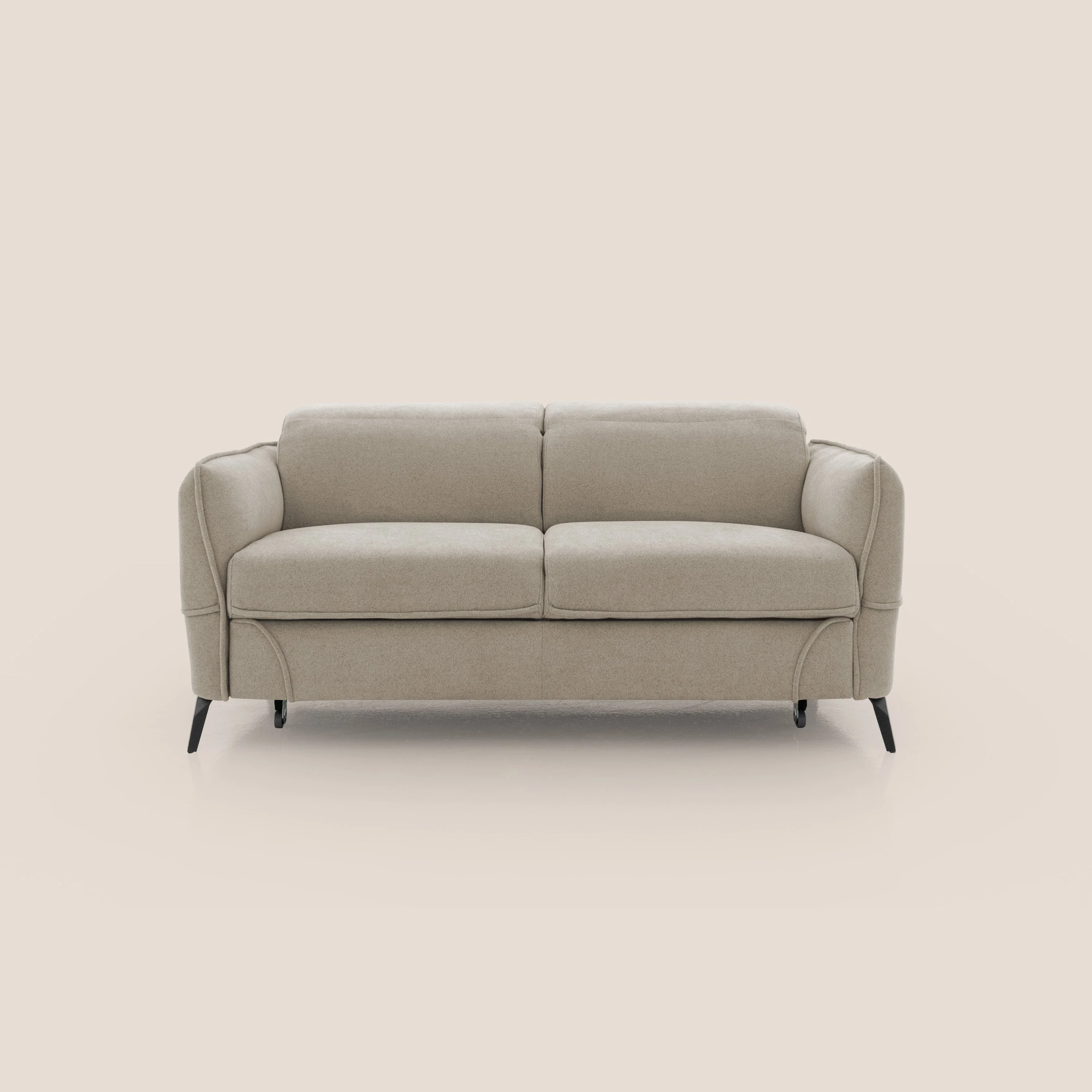 Bloom canapé avec repose-pieds extractible pieds hauts et têtières réglables en bouclette imperméable T07 beige