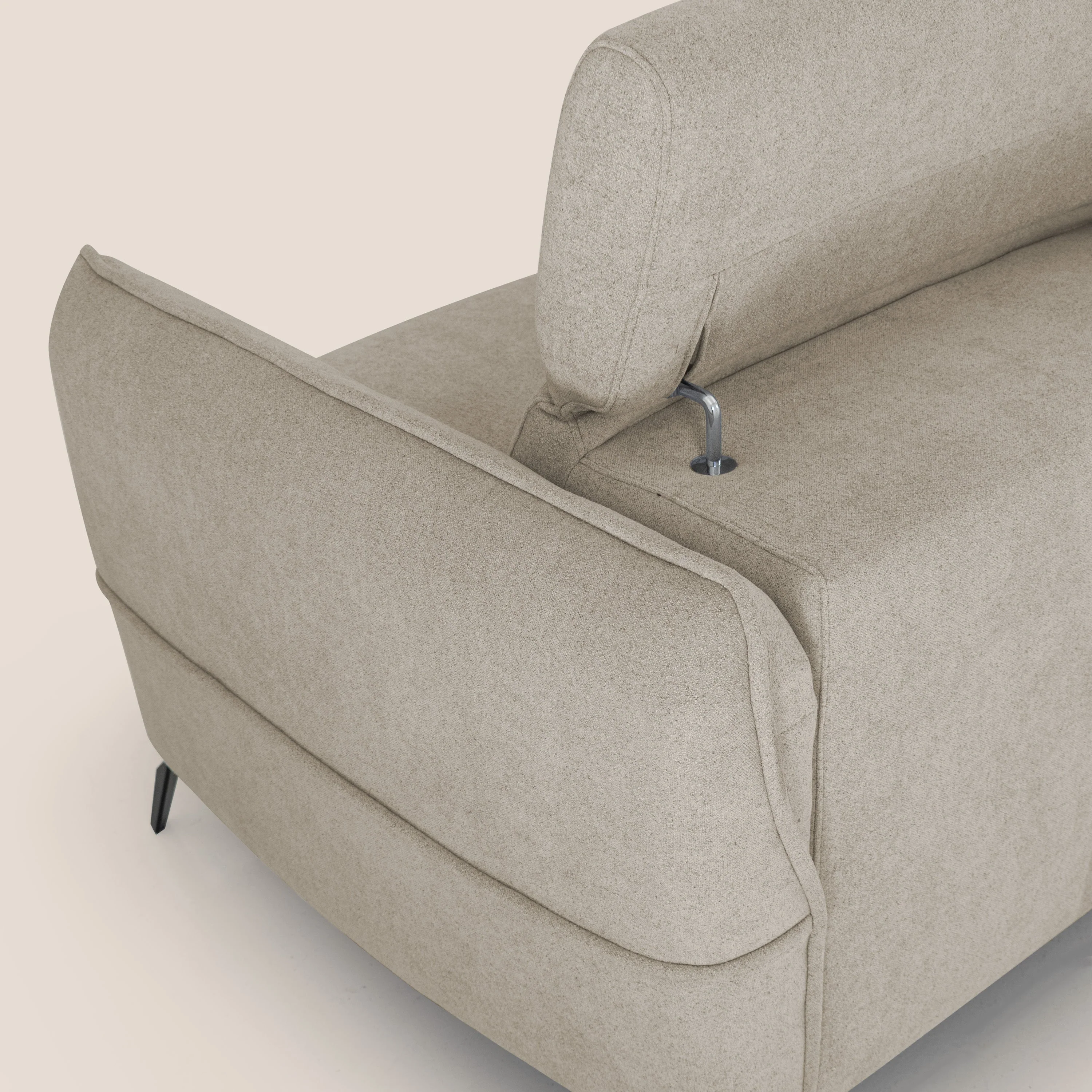 Bloom canapé avec repose-pieds extractible pieds hauts et têtières réglables en bouclette imperméable T07 beige - Image 10