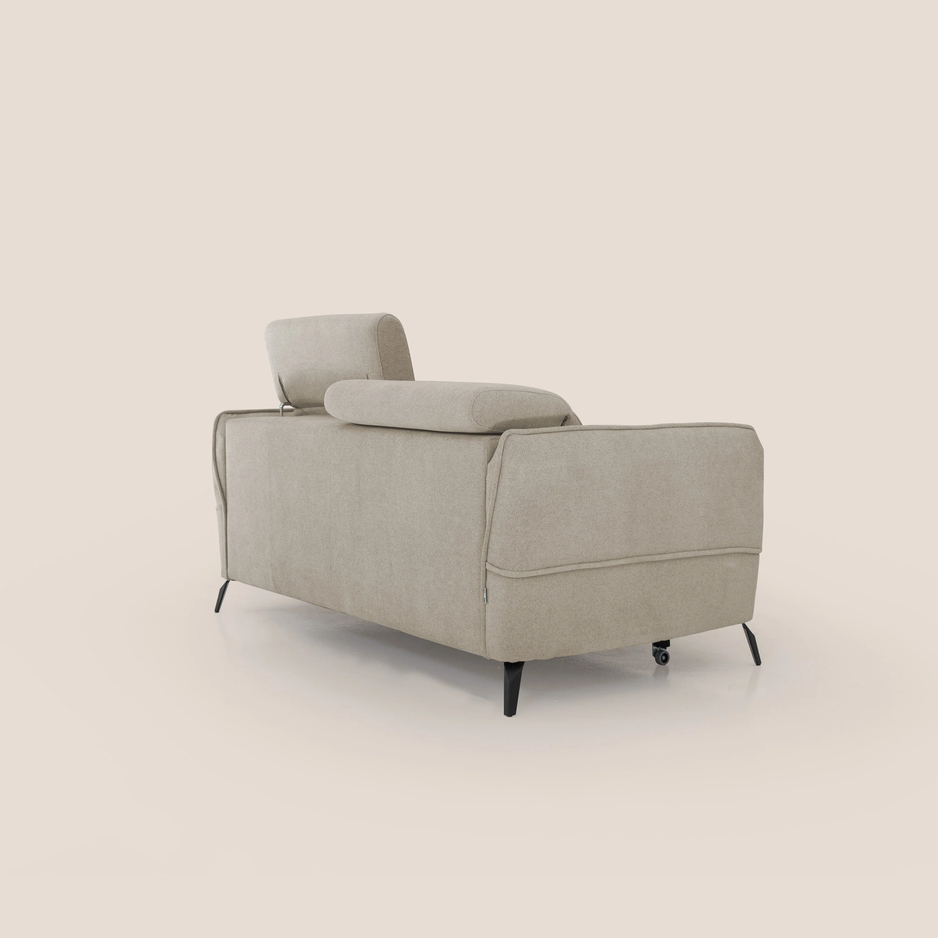 Bloom canapé avec repose-pieds extractible pieds hauts et têtières réglables en bouclette imperméable T07 beige - Image 11