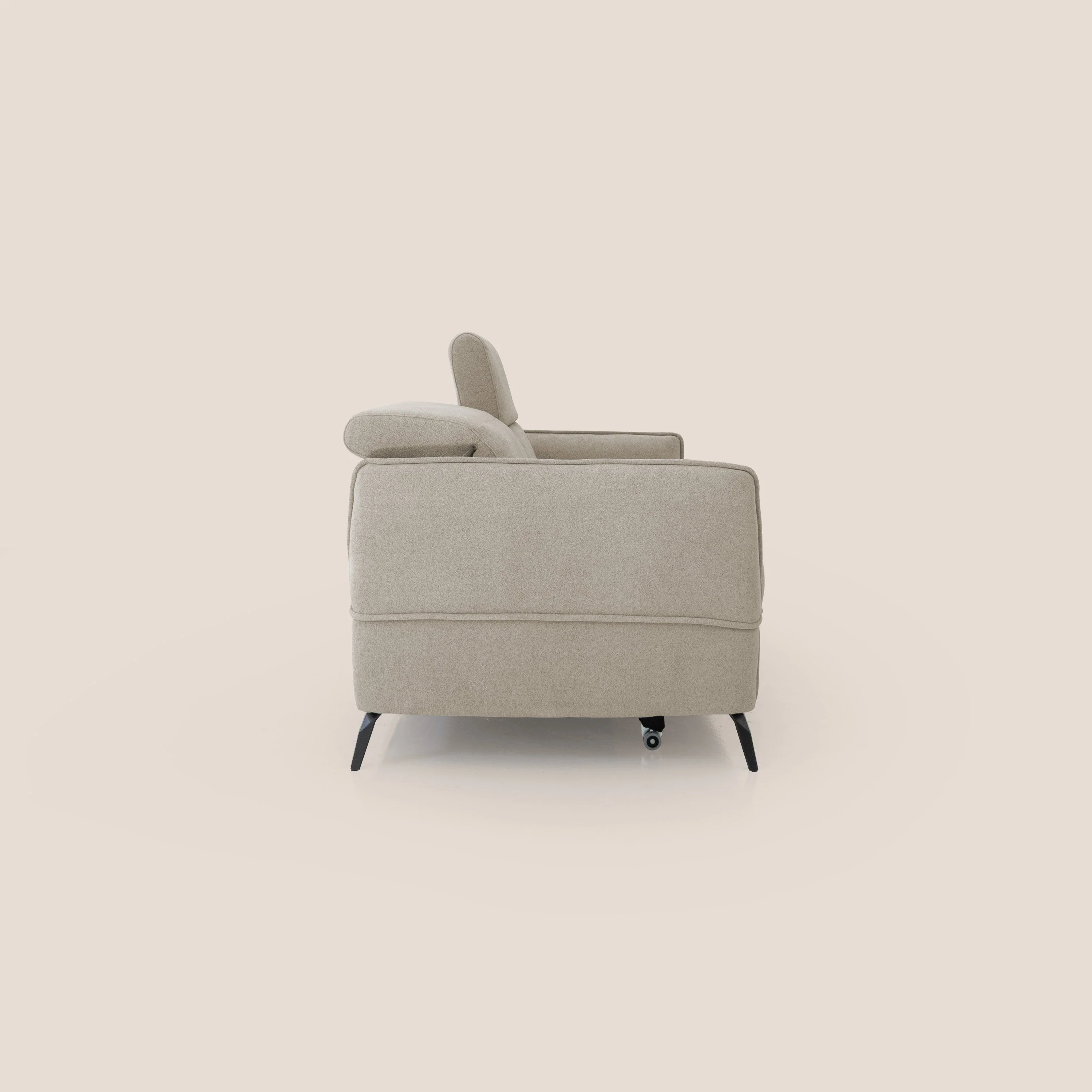 Bloom canapé avec repose-pieds extractible pieds hauts et têtières réglables en bouclette imperméable T07 beige - Image 8
