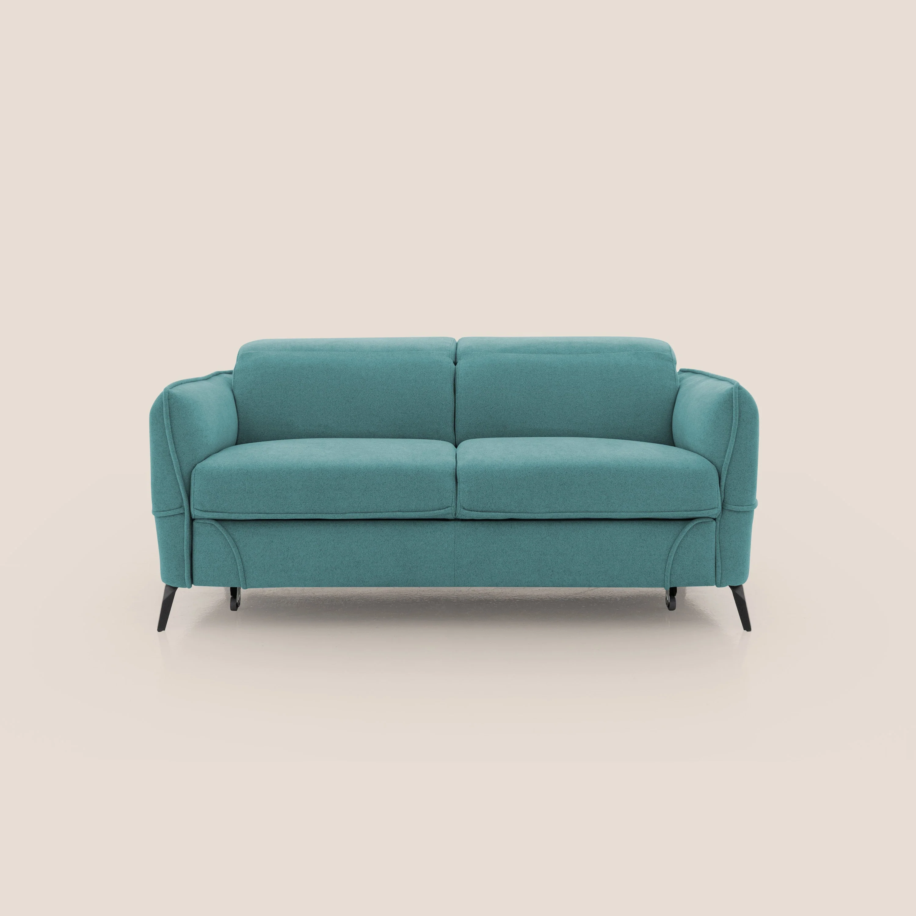 Bloom canapé avec repose-pieds extractible pieds hauts et têtières réglables en bouclette imperméable T07 bleu ciel